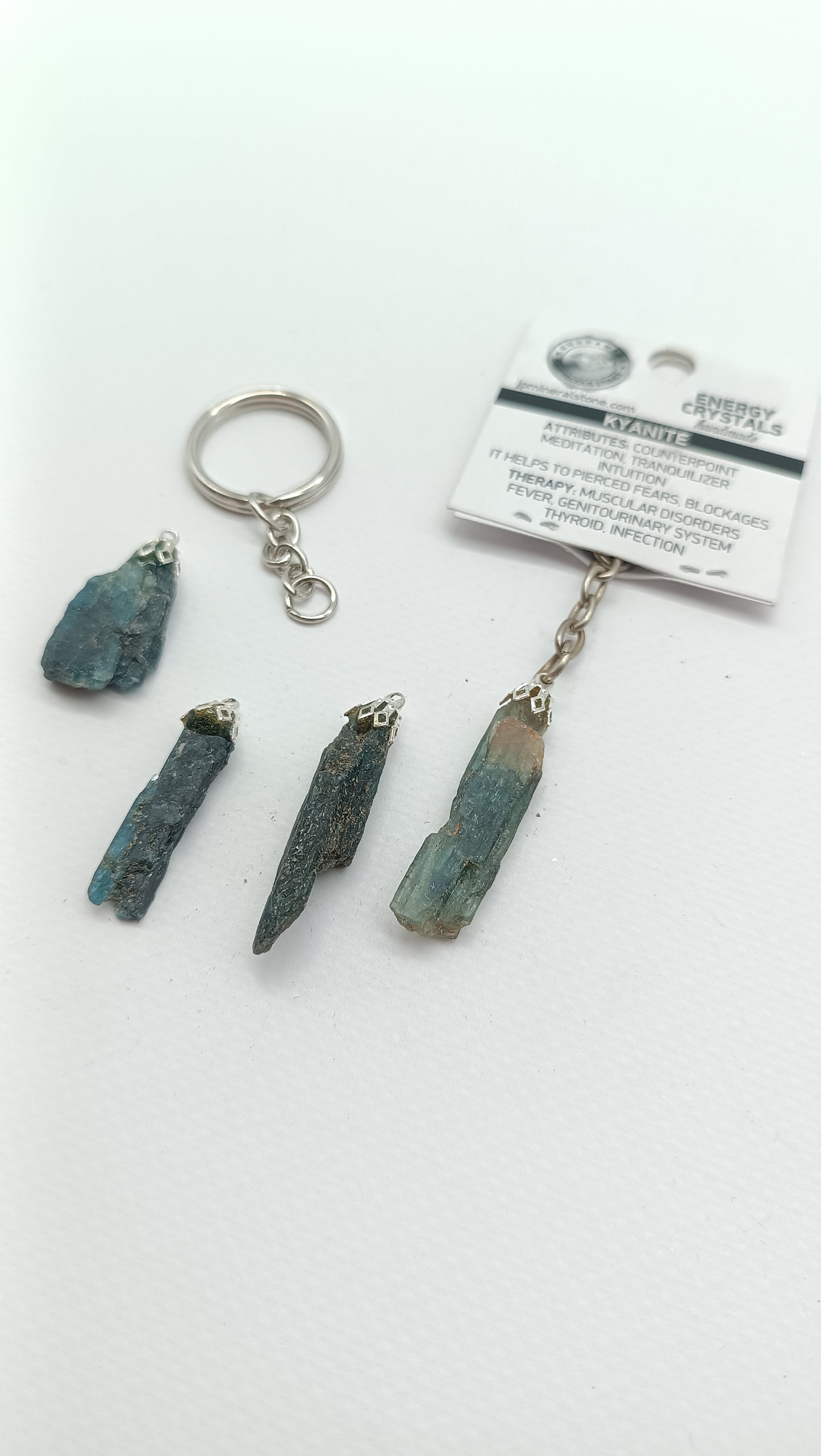 Natural Blue Kyanite Crystal Keychain