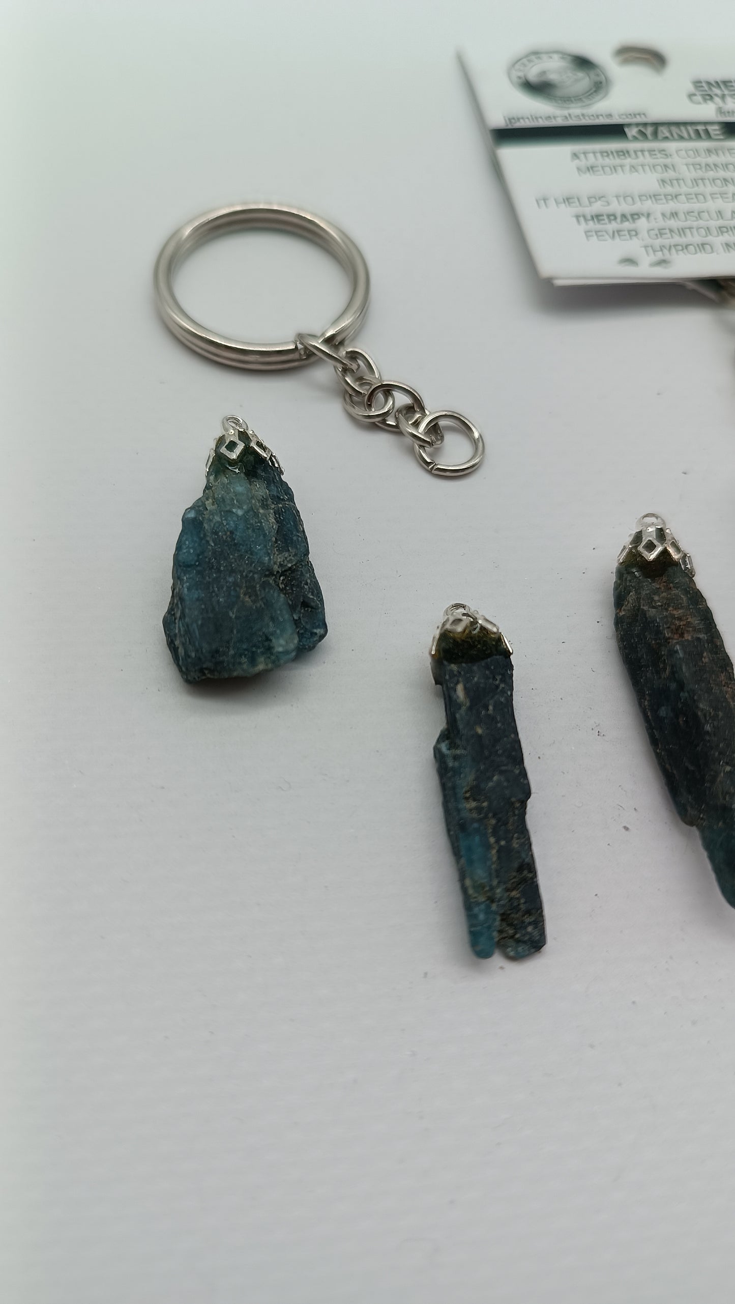 Natural Blue Kyanite Crystal Keychain