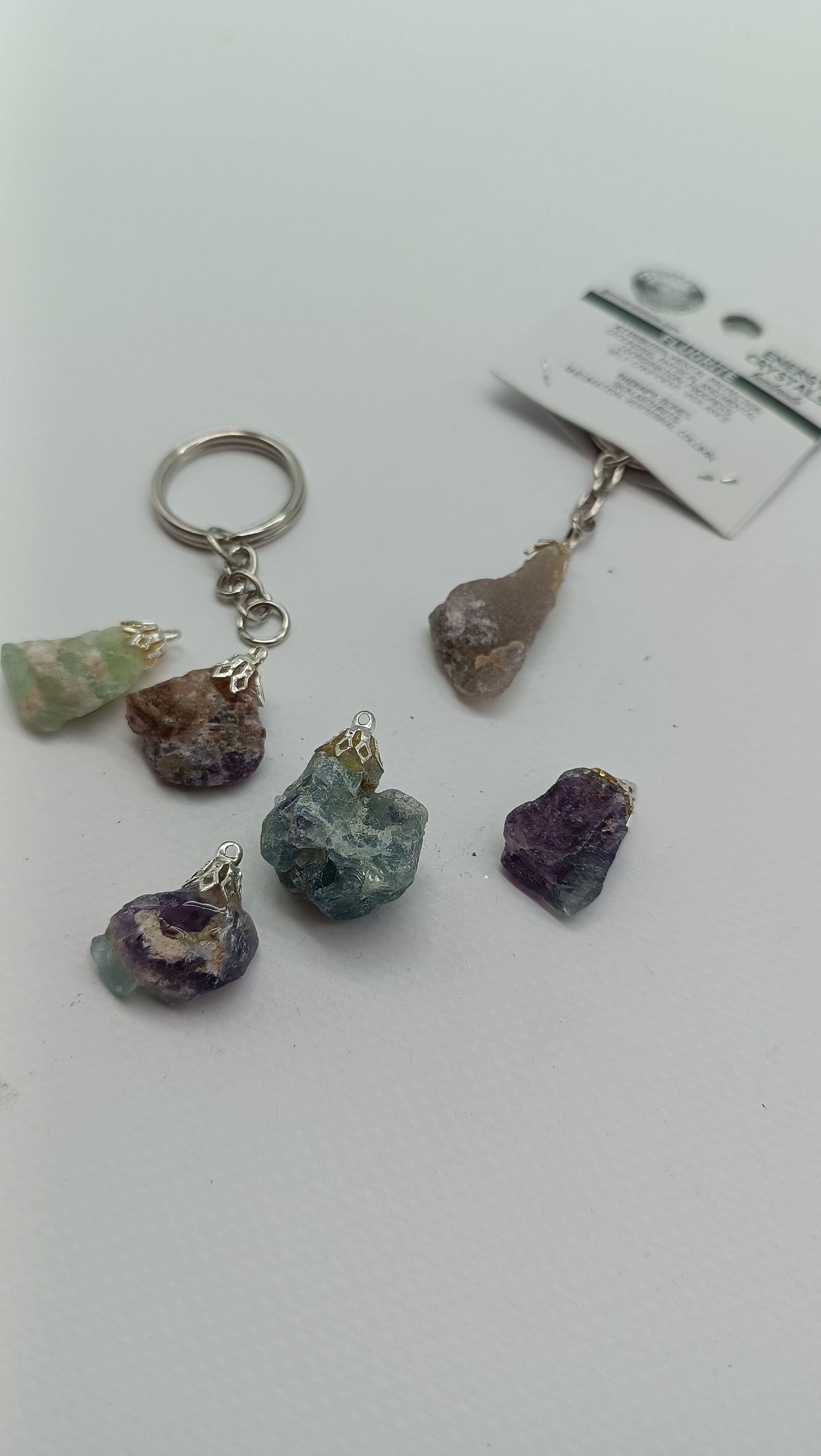 Natural Green Fluorite Crystal Keychain