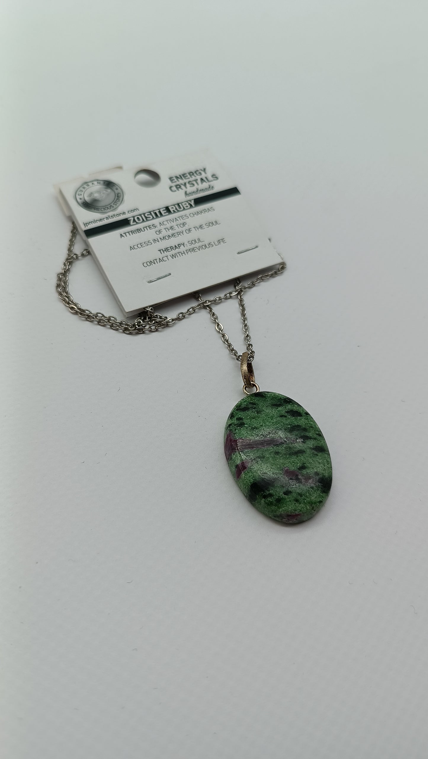 Ruby Zoisite Crystal Necklace Sterling Silver 925 Hook