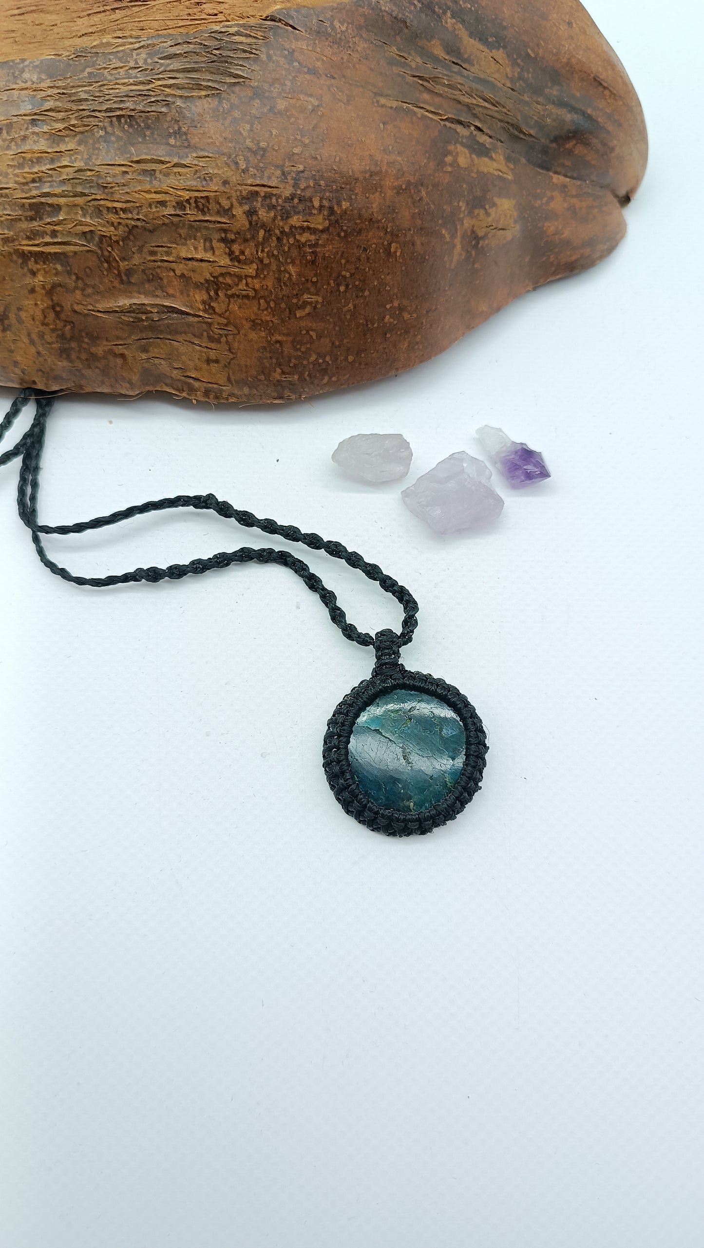 Blue Apatite Crystal Macrame Necklace