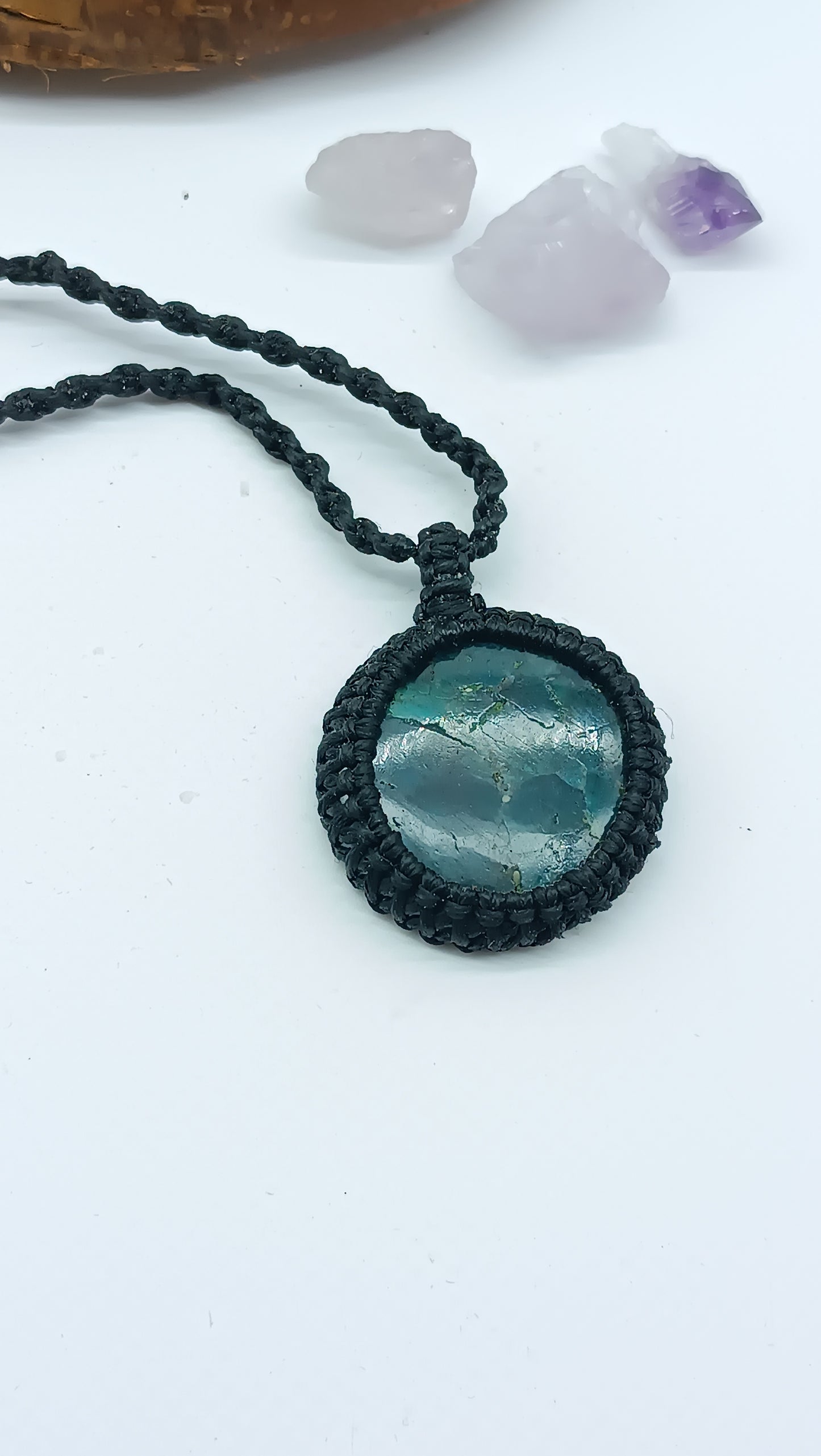 Blue Apatite Crystal Macrame Necklace