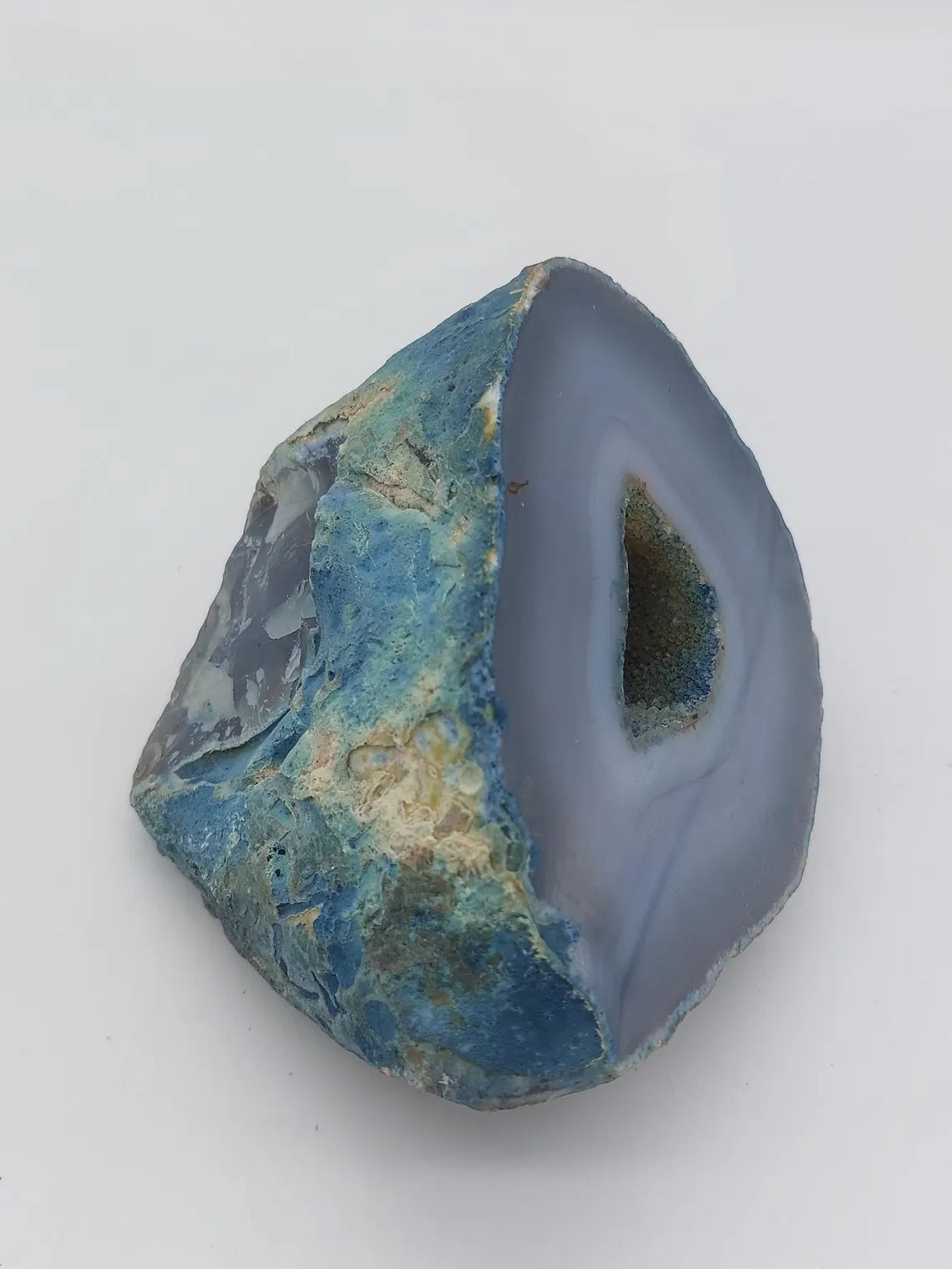 Blue Geody Agate with Crystal Quartz Cave - Healing and Protection Mineral Stone