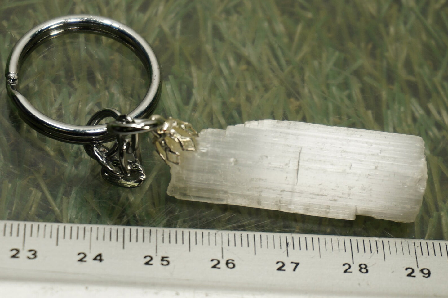 Raw Selenite Stick Crystal Keychain