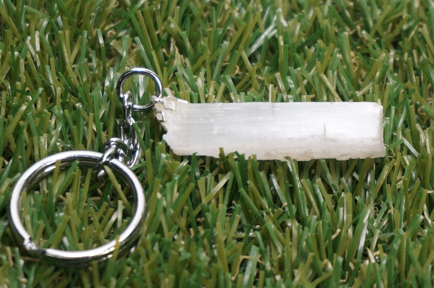 Raw Selenite Stick Crystal Keychain