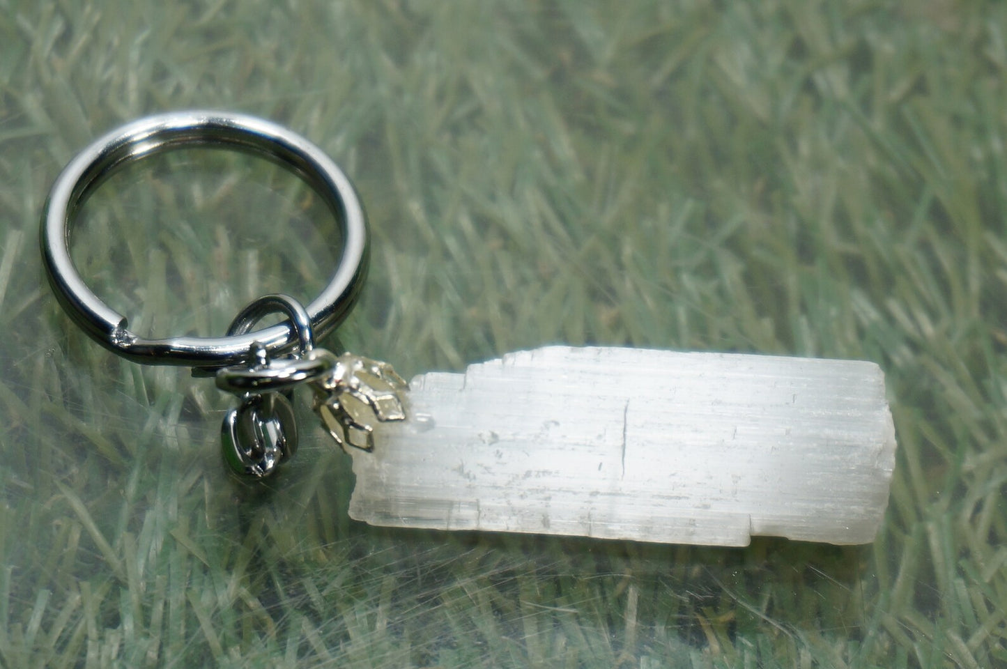 Raw Selenite Stick Crystal Keychain