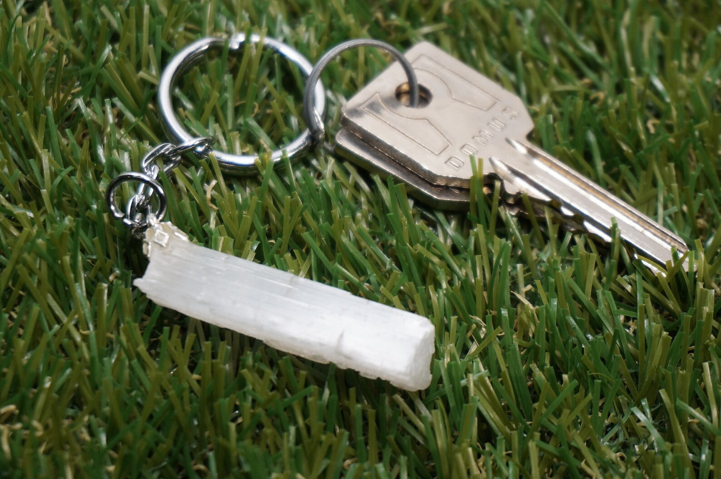 Raw Selenite Stick Crystal Keychain