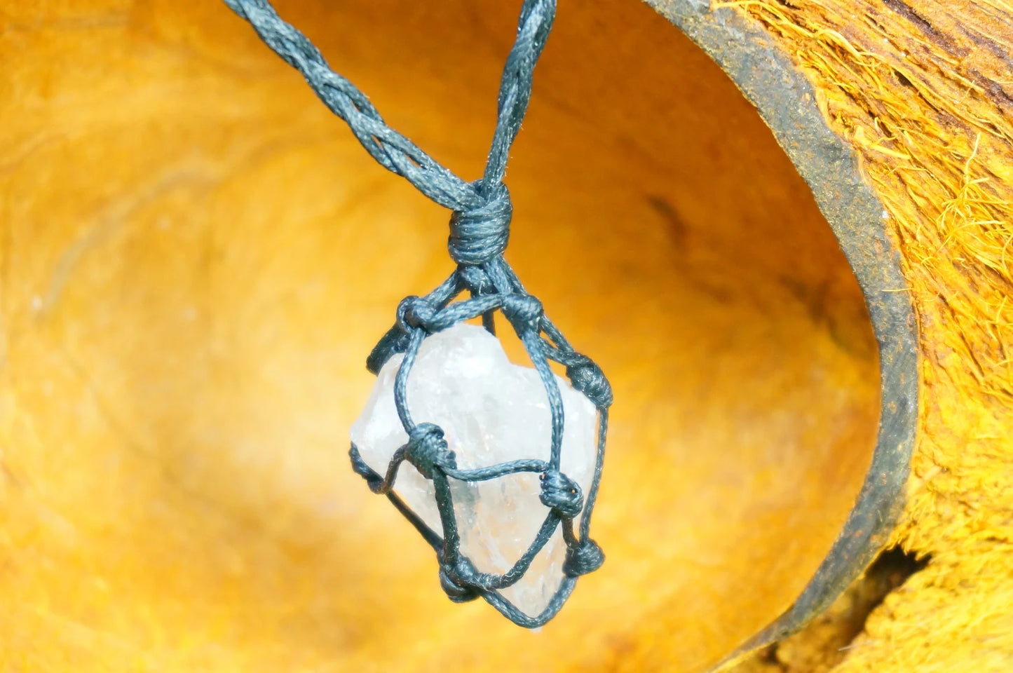 Quarzkristall Rohmineralstein Brasilianischer Kristall Heilung Makramee Gewickelte Halskette Schutz Geschenk Accessoires