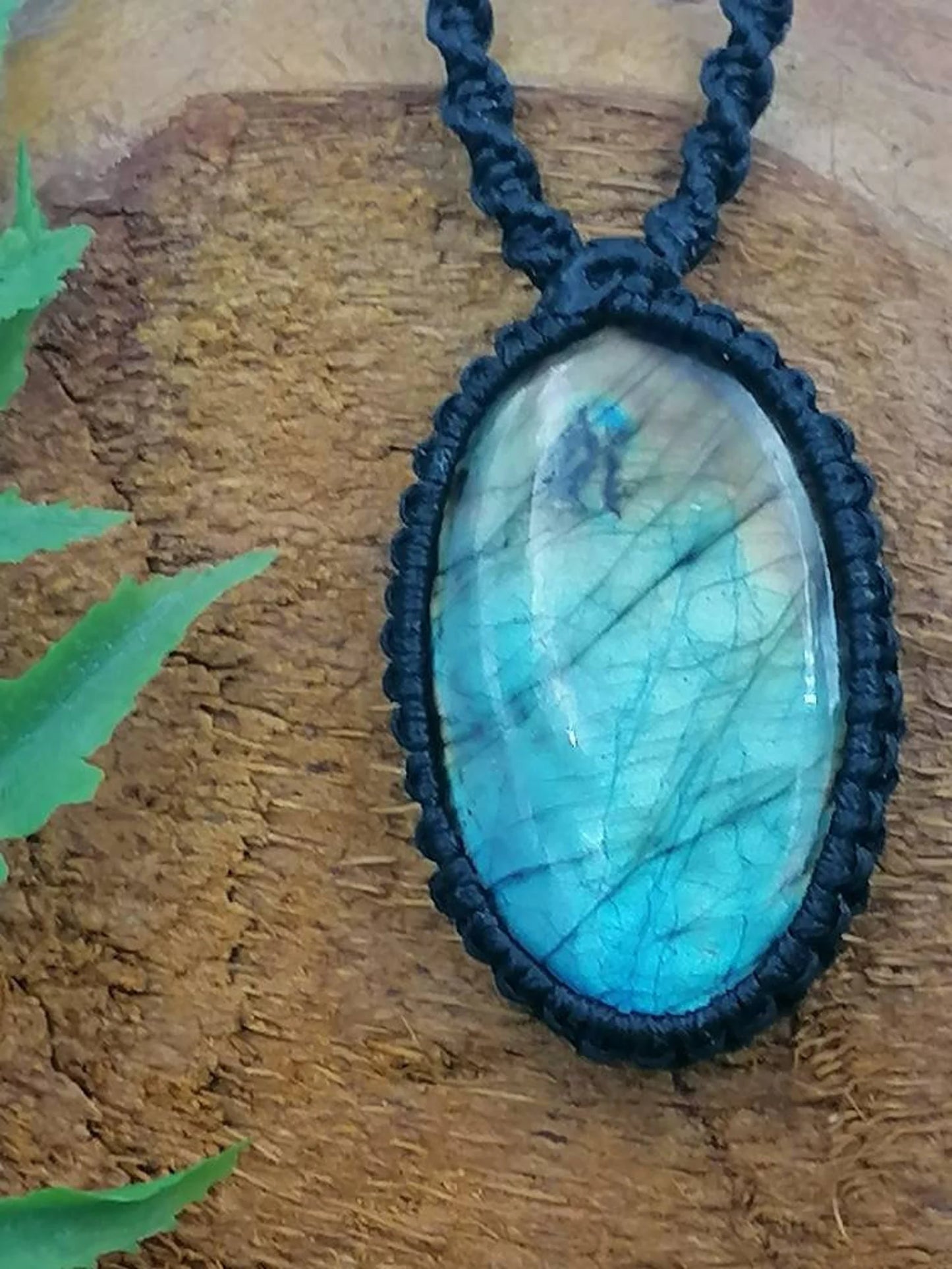 Labradorite Crystal Handmade Wrapped Macrame Necklace