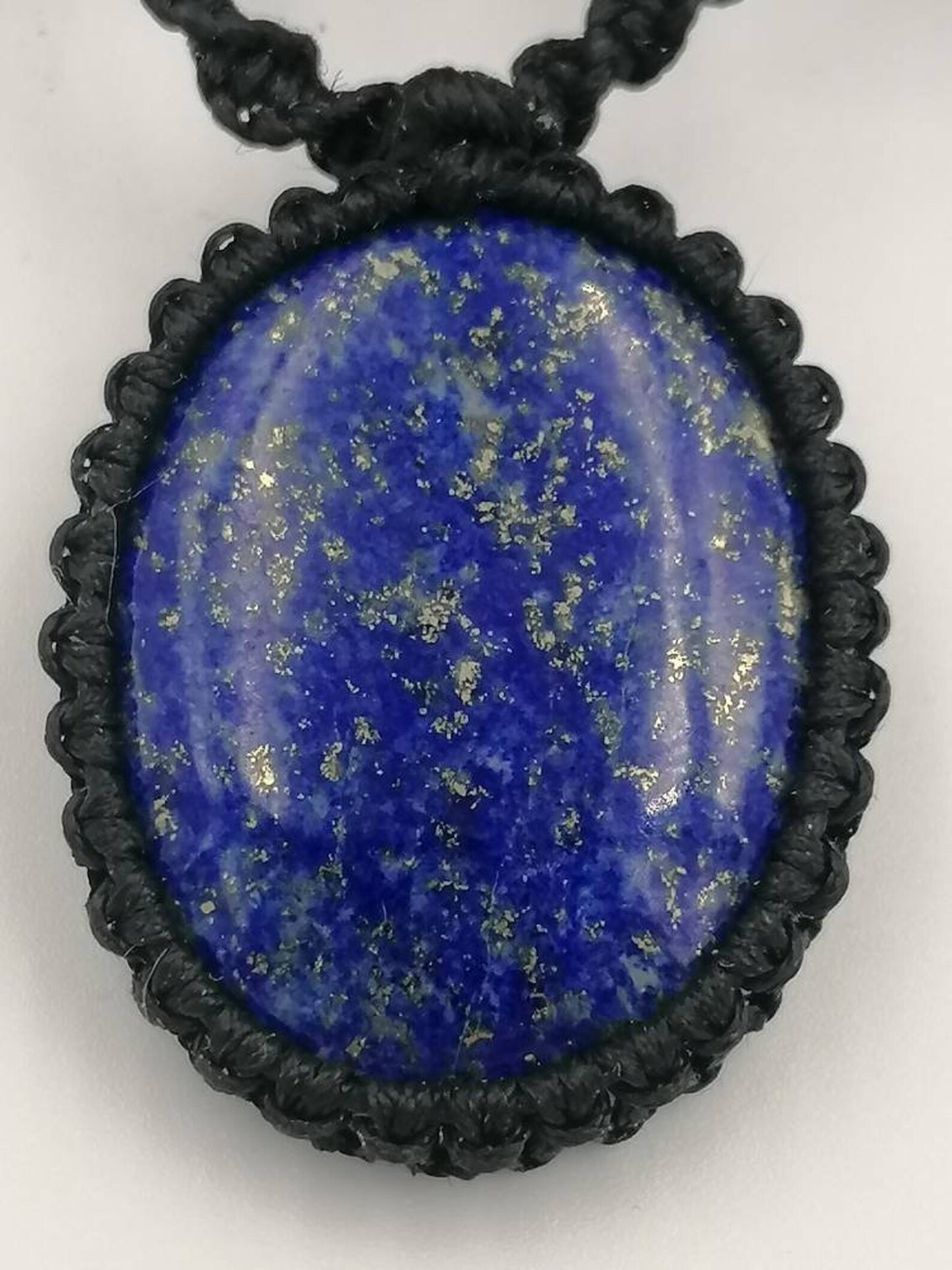 Handmade Macrame Lapis Lazuli Necklace: Healing Stone