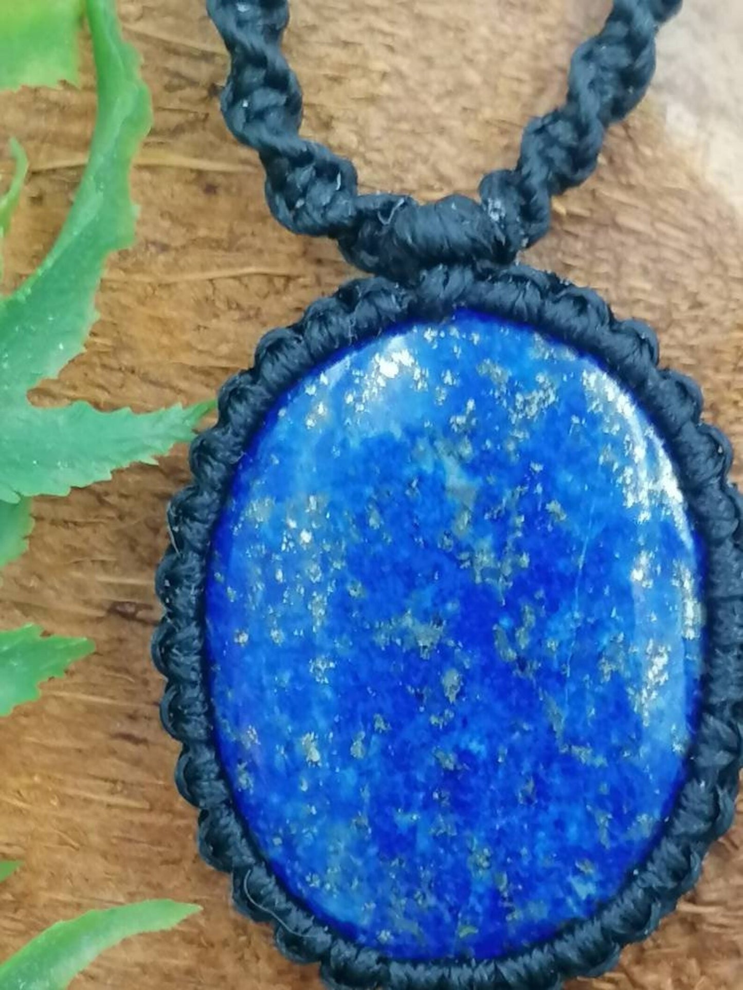Handmade Macrame Lapis Lazuli Necklace: Healing Stone
