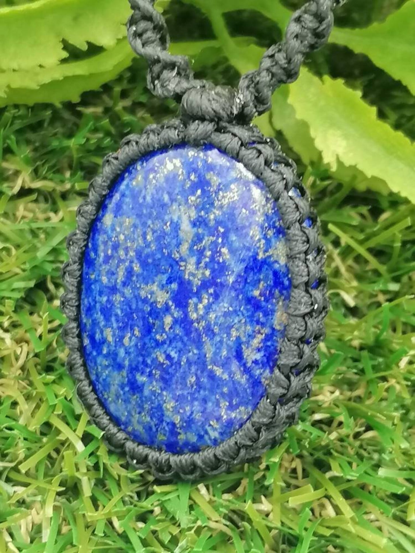 Handmade Macrame Lapis Lazuli Necklace: Healing Stone