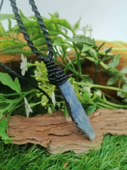 Blue Blade Kyanite Macrame Handmade Necklace