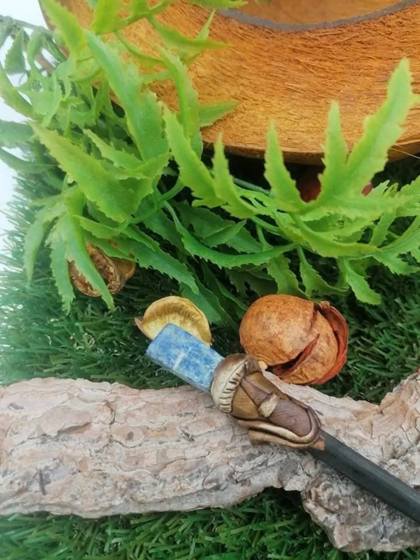 Natürlicher Tigerauge Kristallstab -Feenstab-Zauberstab-Naturstab Heilkristall Sternzeichen Mineralstein