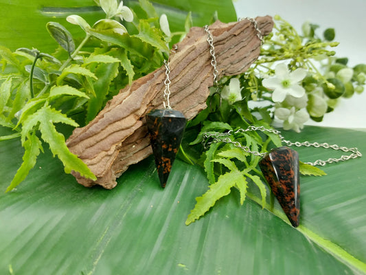 Obsidian Dowsing Pendulum Healing Crystal Divination, 20cm Chain
