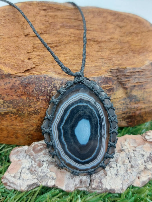 Agate Crystal Macrame Necklace