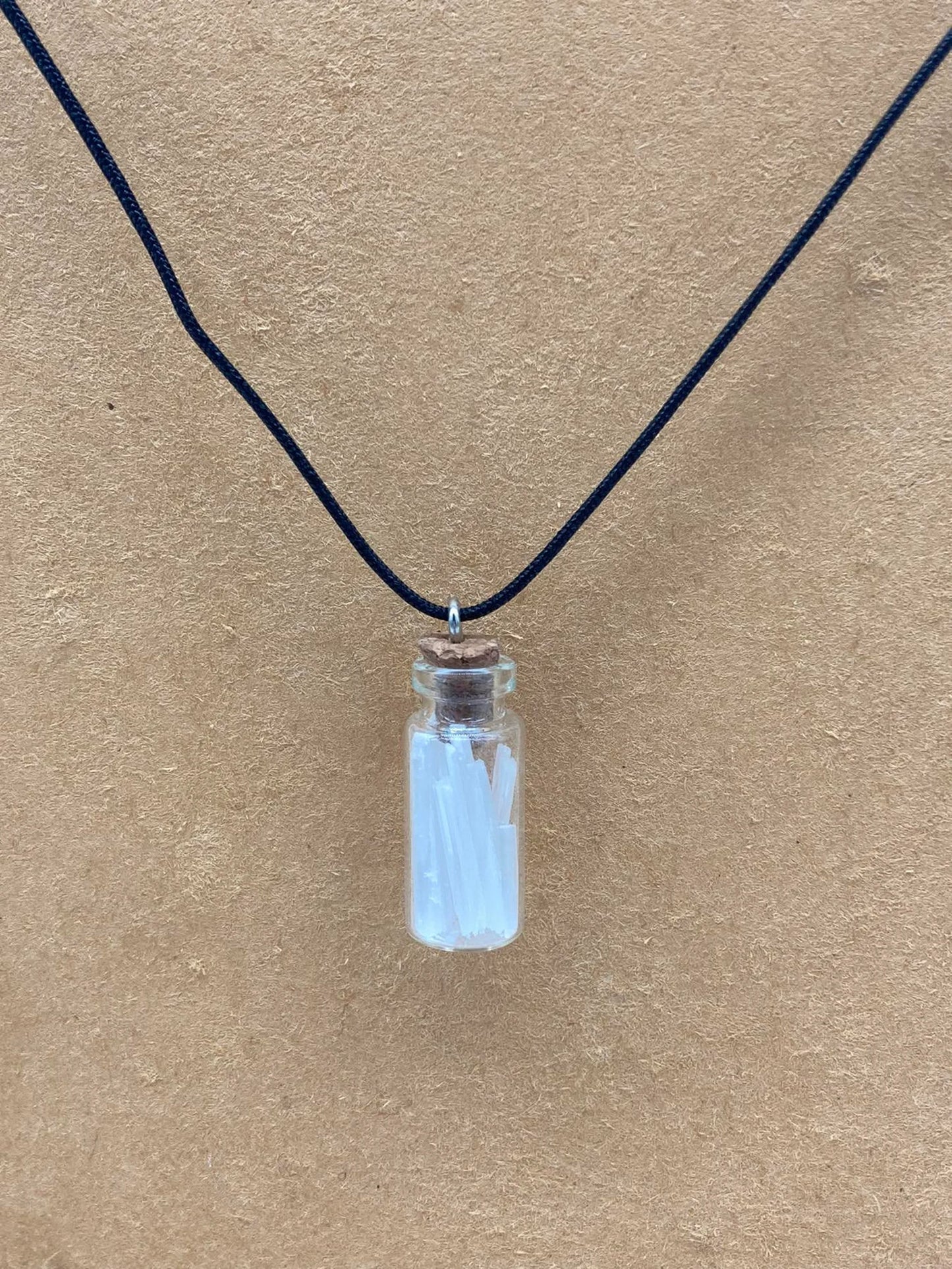 Selenite Crystal Chips Bottle Necklace