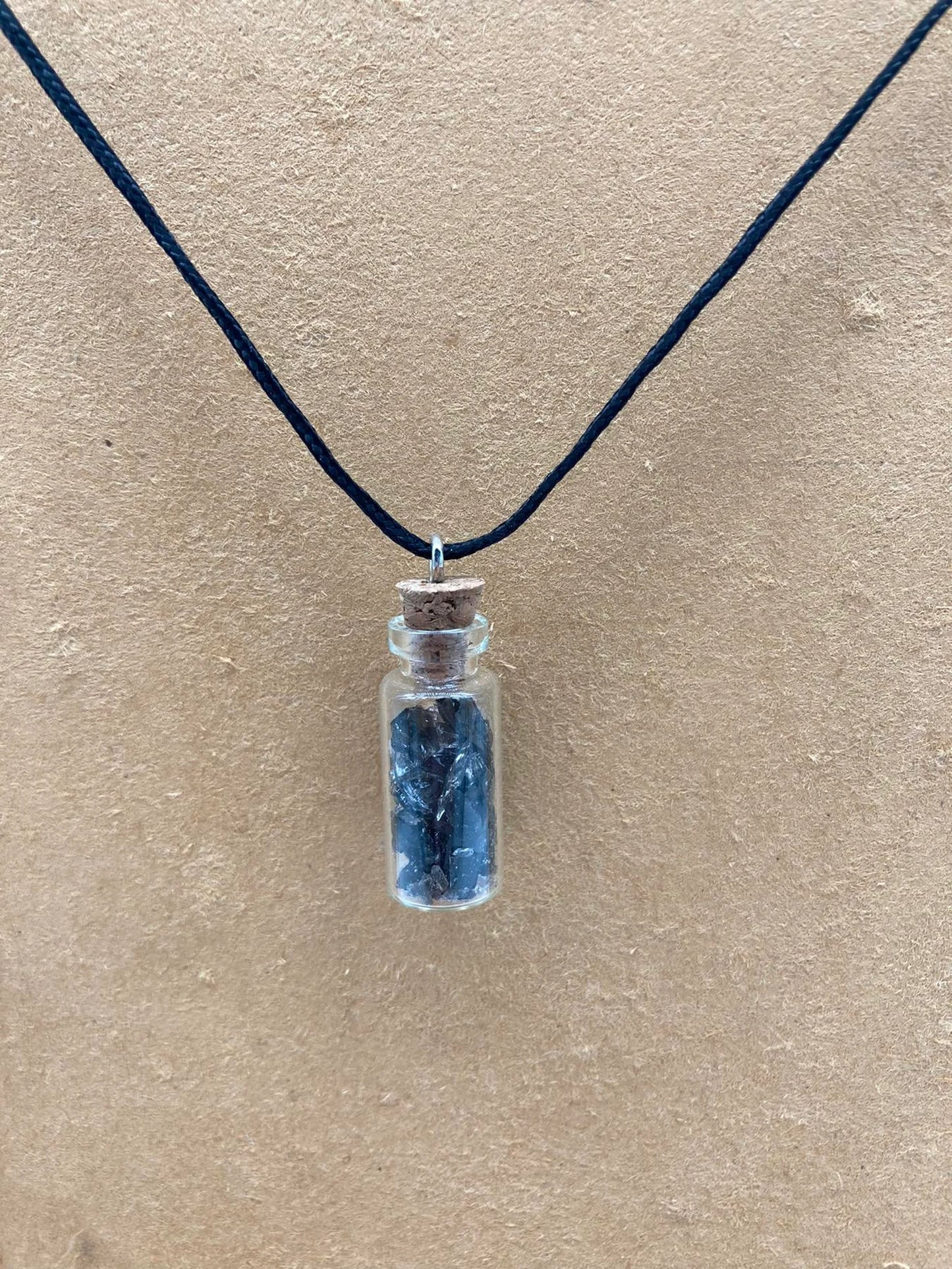 Black Obsidian Crystal Chips Bottle Necklace