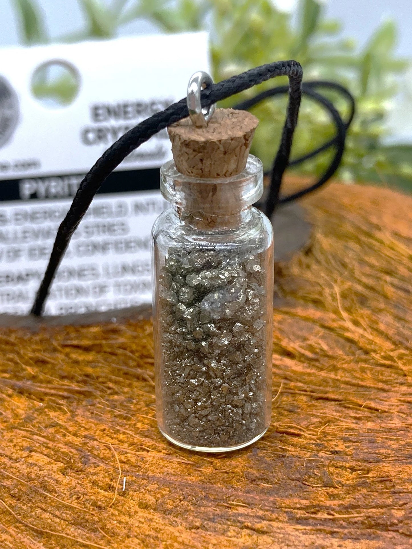Pyrite Crystal Chips Bottle Necklace