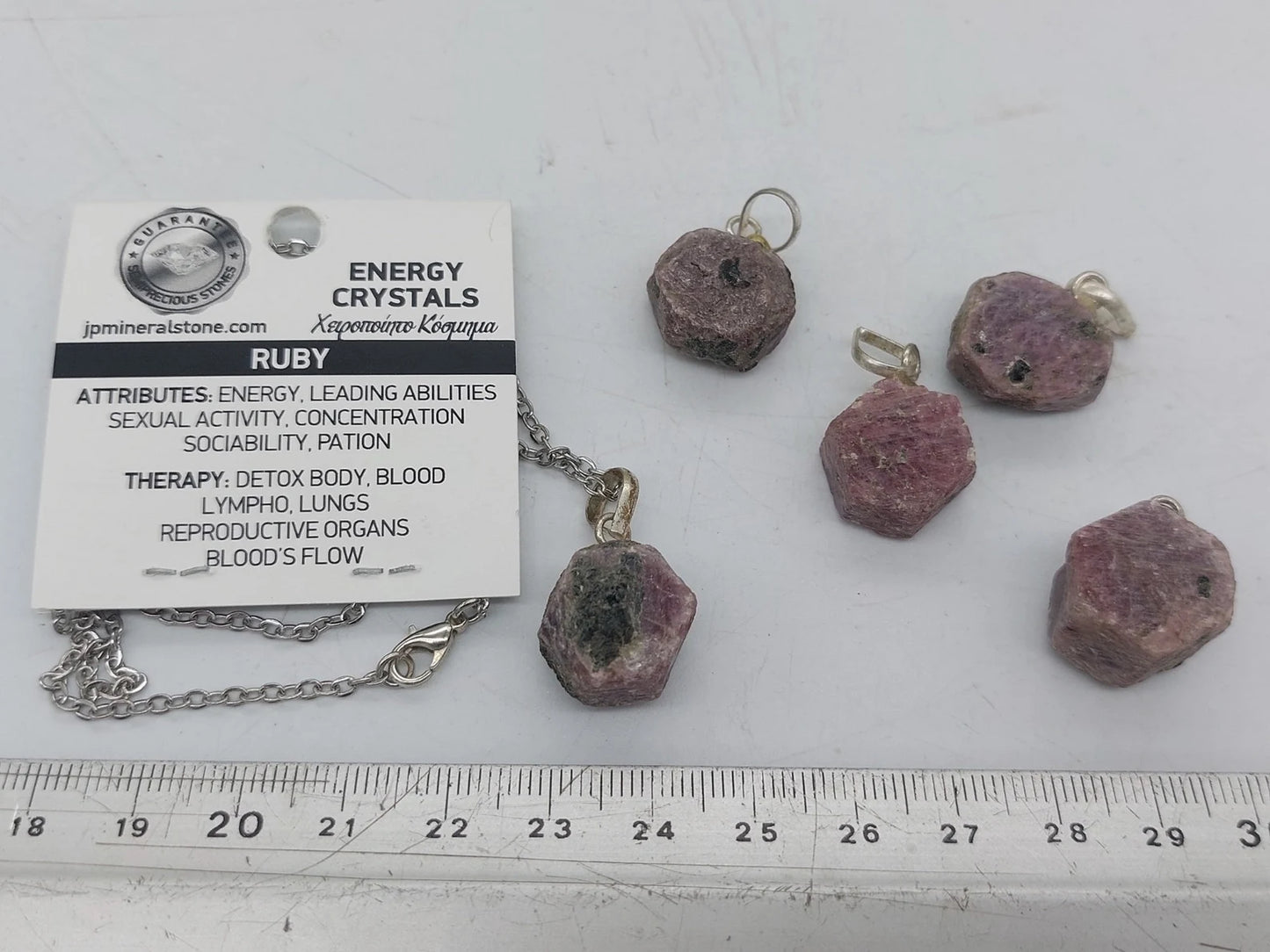 Natural Hexagon Ruby Crystal Necklace