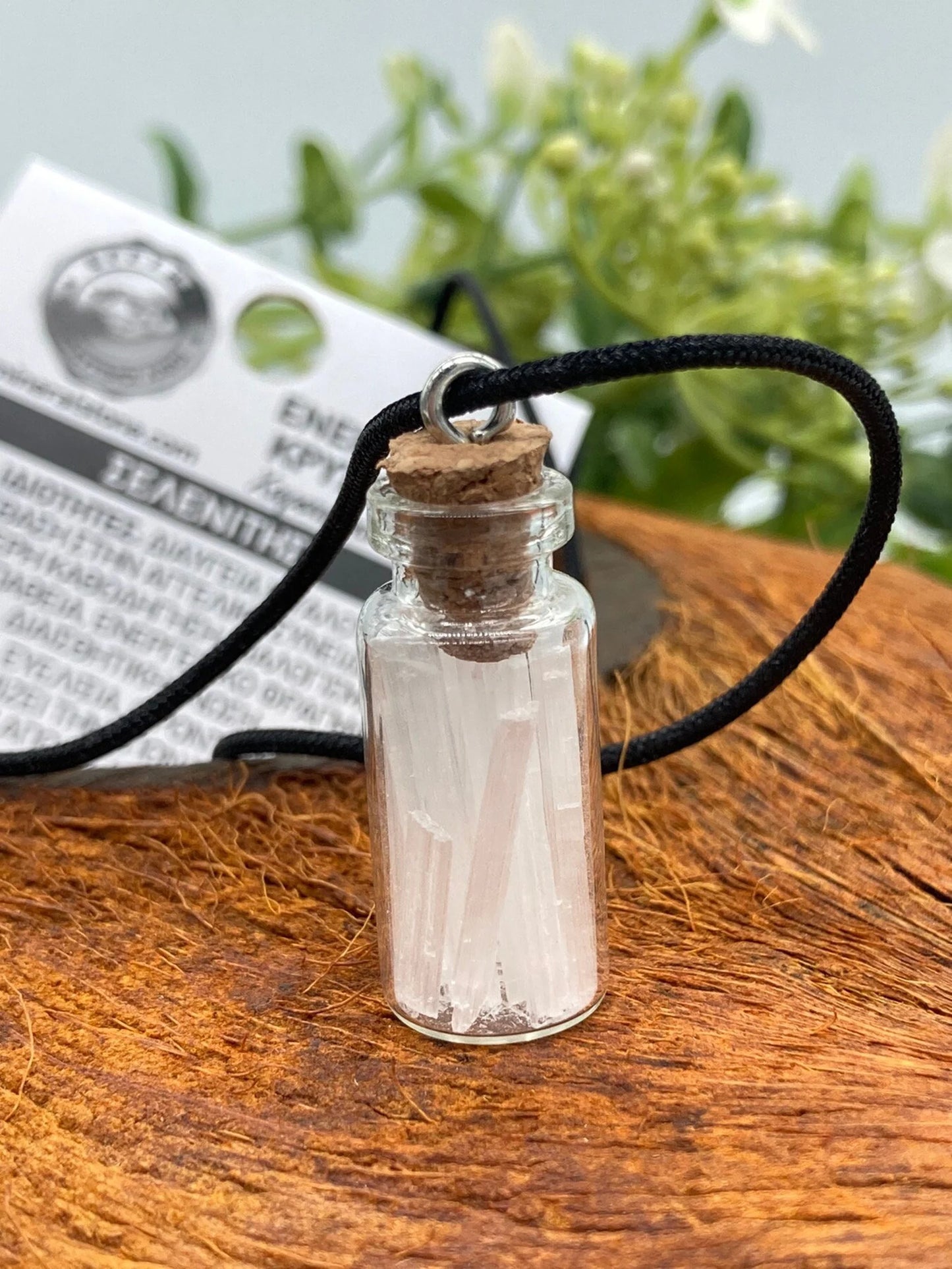 Selenite Crystal Chips Bottle Necklace