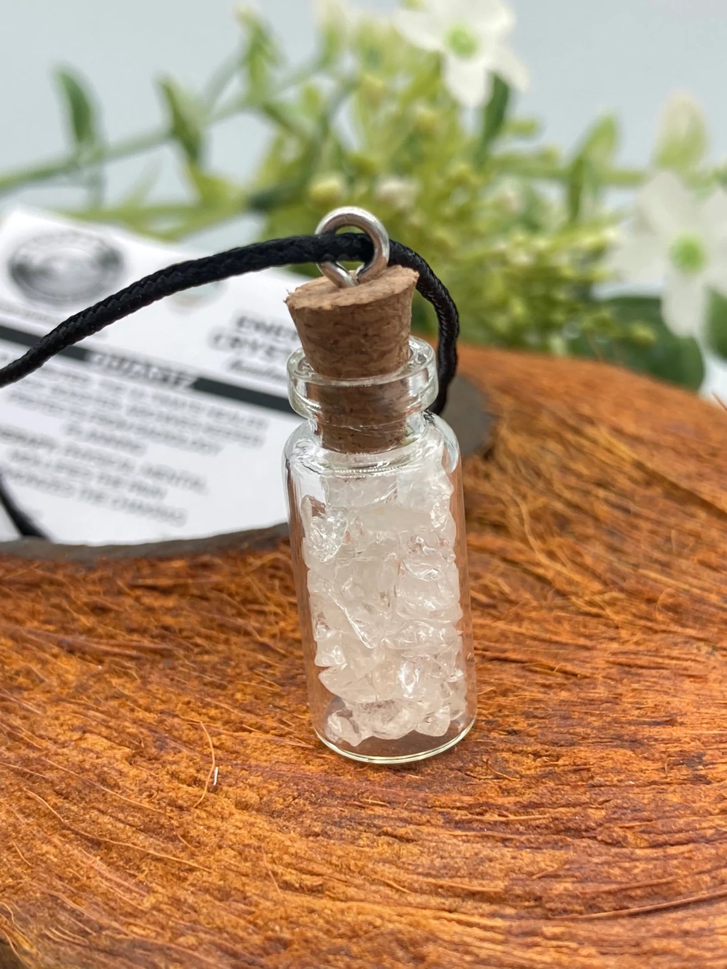 Clear Quartz Crystal Chips Bottle Necklace