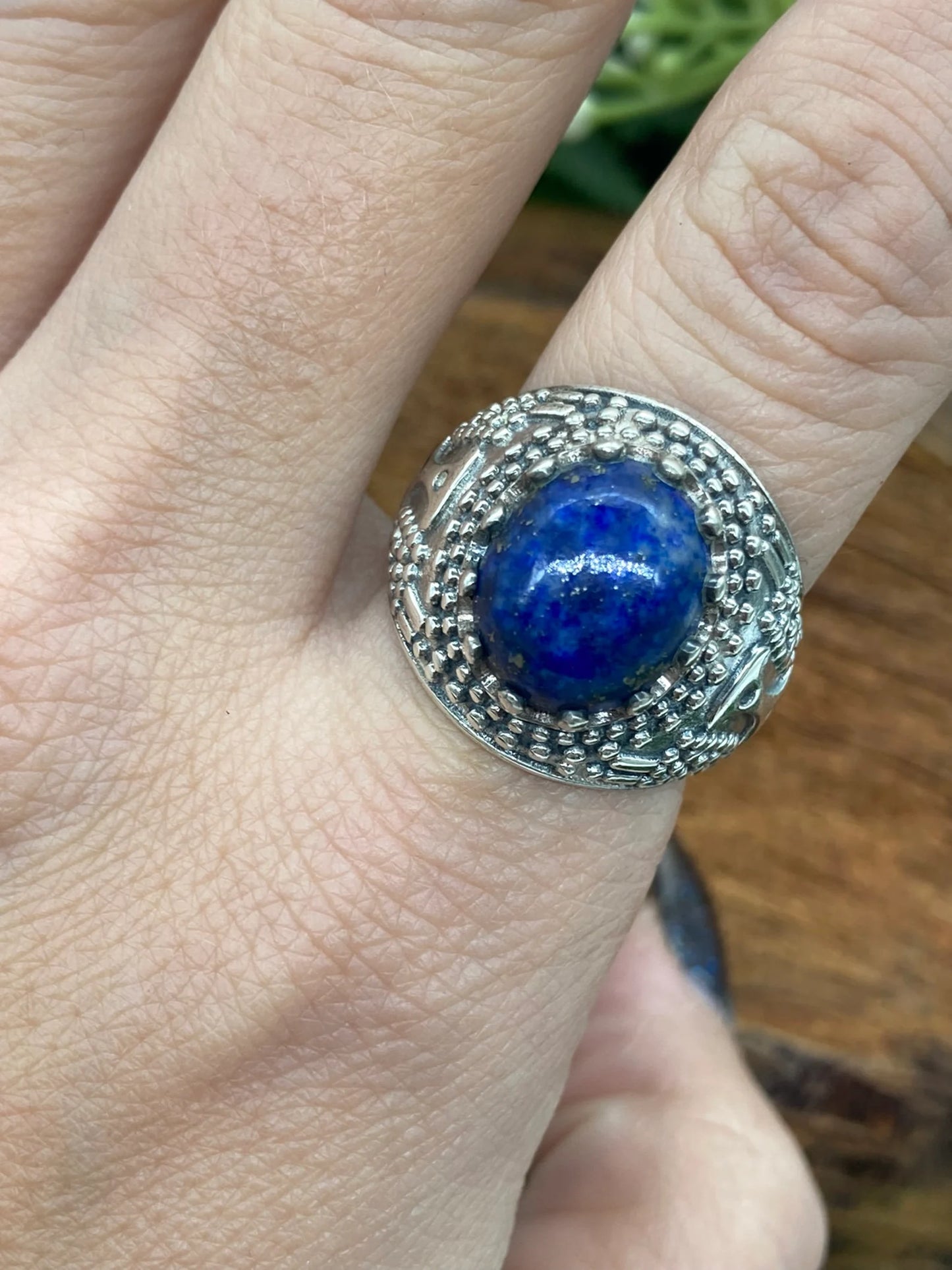 Lapislazuli Kristall Sterling Silber 925 Cabochon Schliff Ring Top Qualität Handarbeit