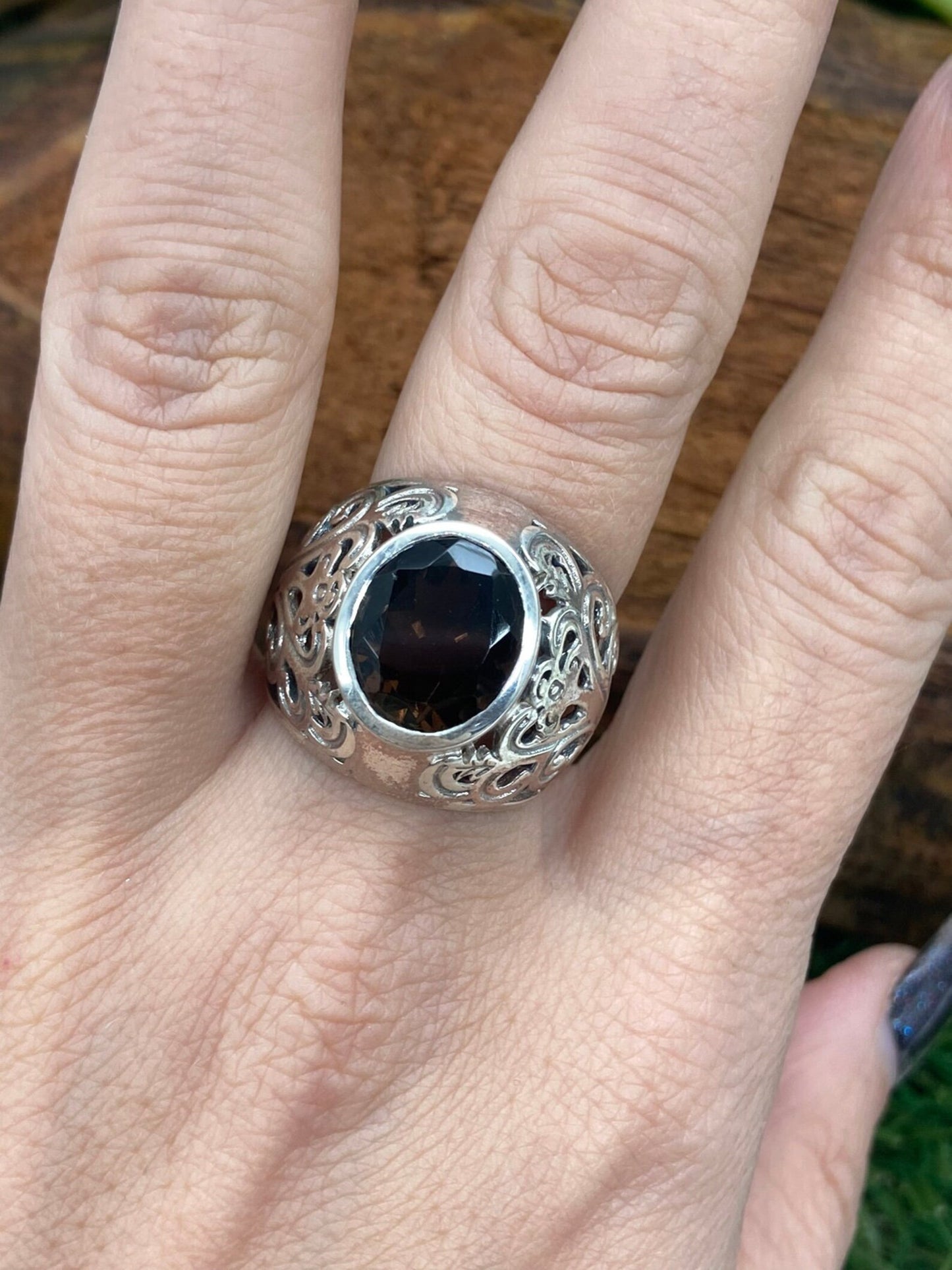 Rauchquarz Kristall Silber 925 Facettiert Statement Ring Top Qualität Handarbeit