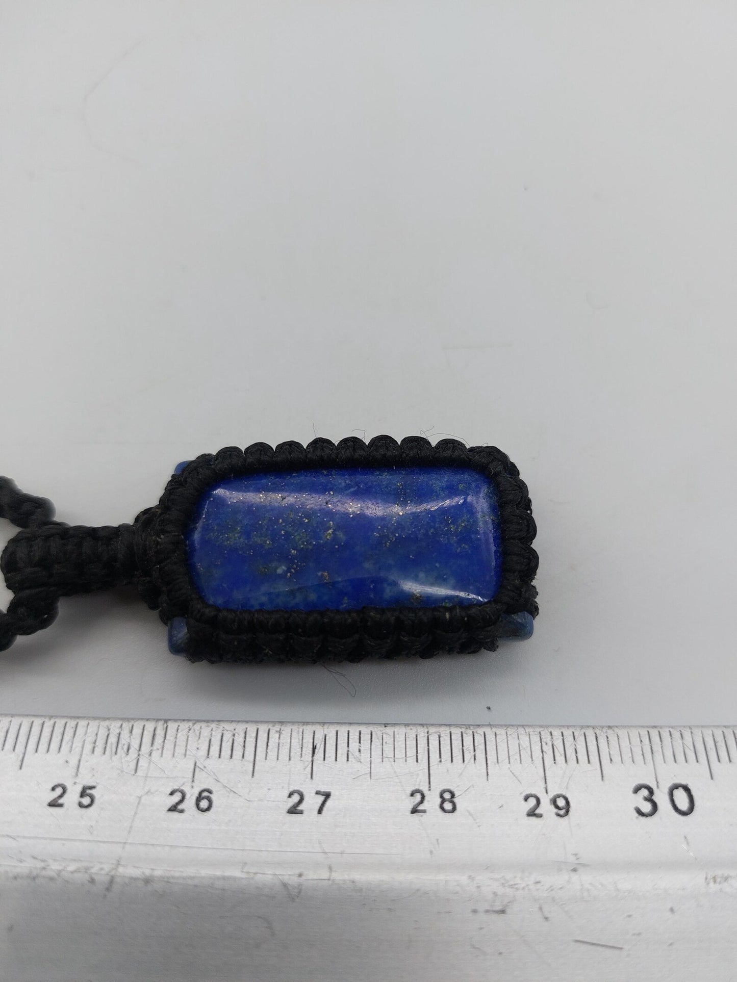 Lapis Lazuli Macrame Necklace: Woven Blue Gemstone Pendant