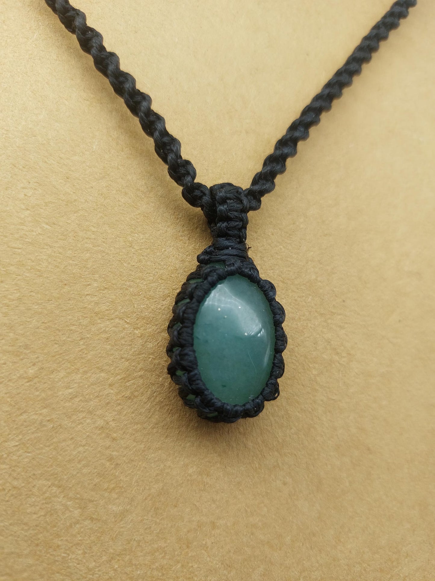 Green Aventurine Macrame Necklace: Lucky Crystal Healing Stone