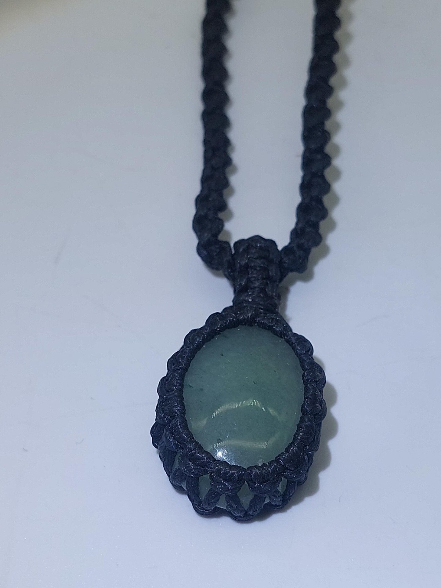 Green Aventurine Macrame Necklace: Lucky Crystal Healing Stone
