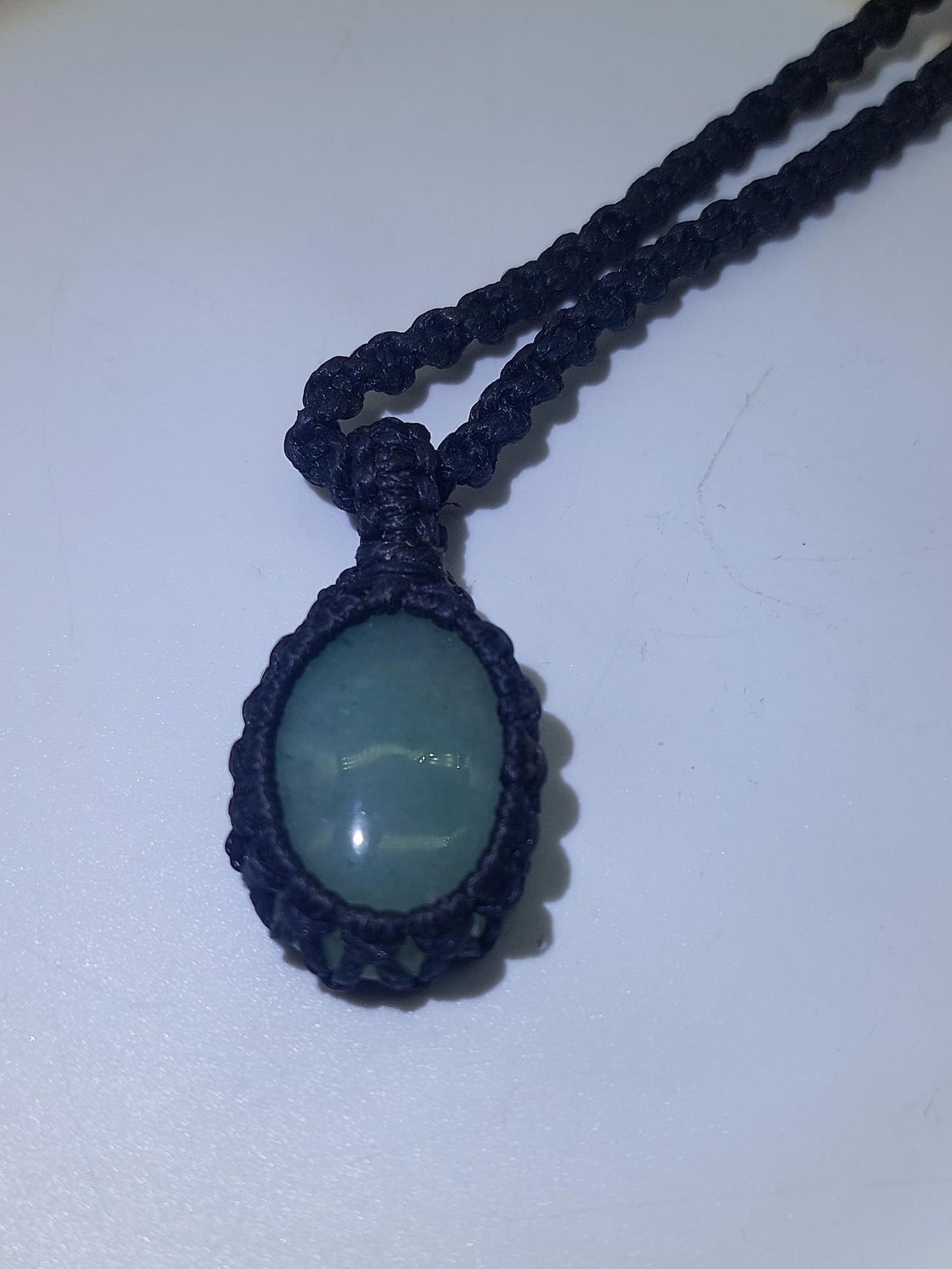 Green Aventurine Macrame Necklace: Lucky Crystal Healing Stone