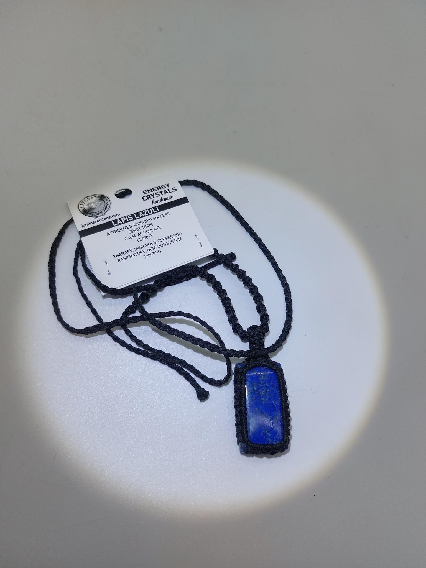 Lapis Lazuli Macrame Necklace: Woven Blue Gemstone Pendant