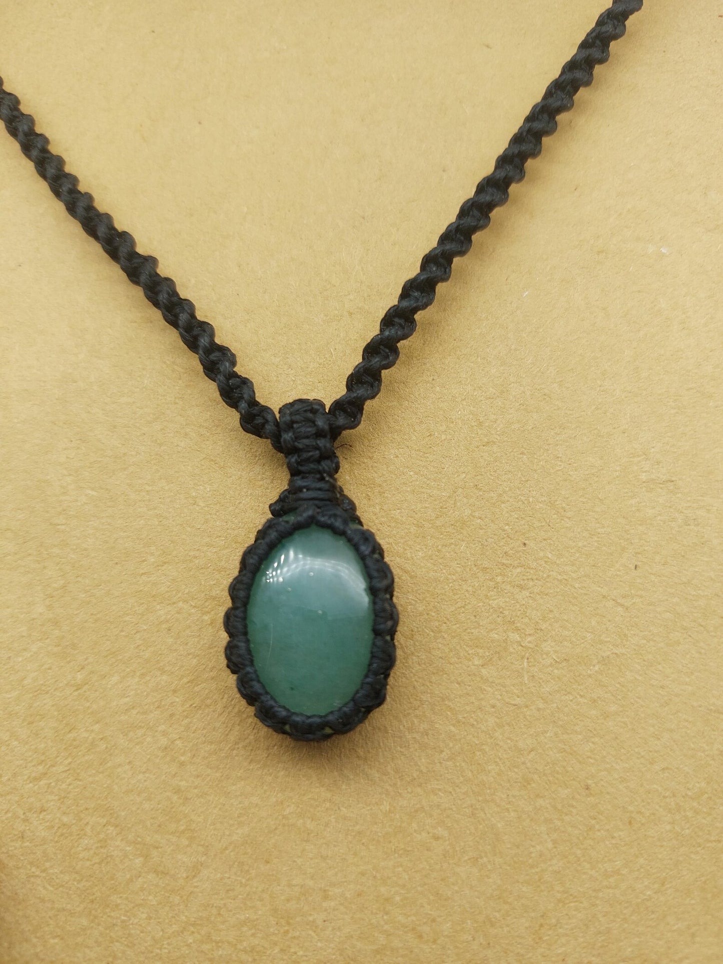 Green Aventurine Macrame Necklace: Lucky Crystal Healing Stone