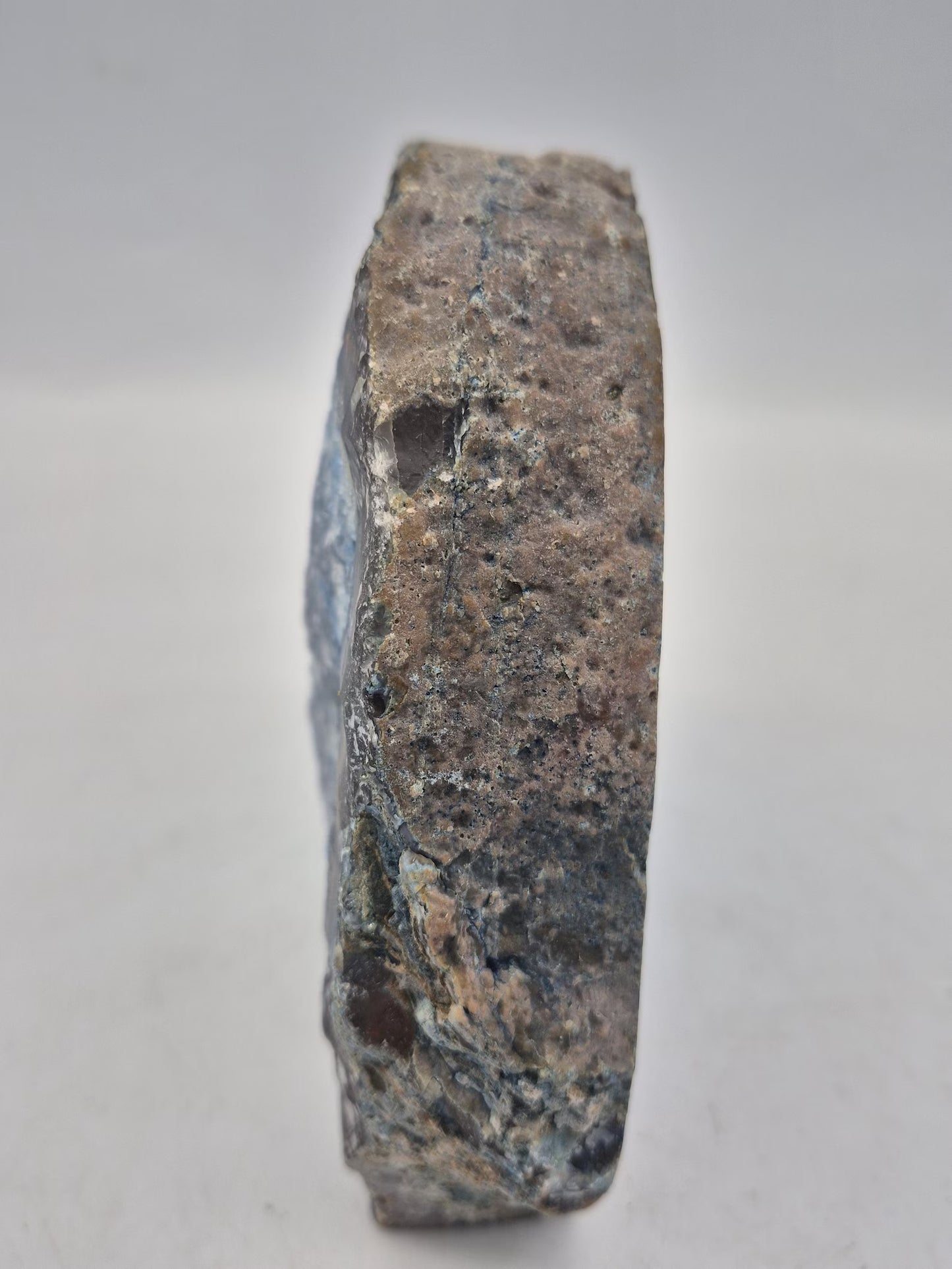 Blue Agate Geode Slice Self-Standing Crystal Display