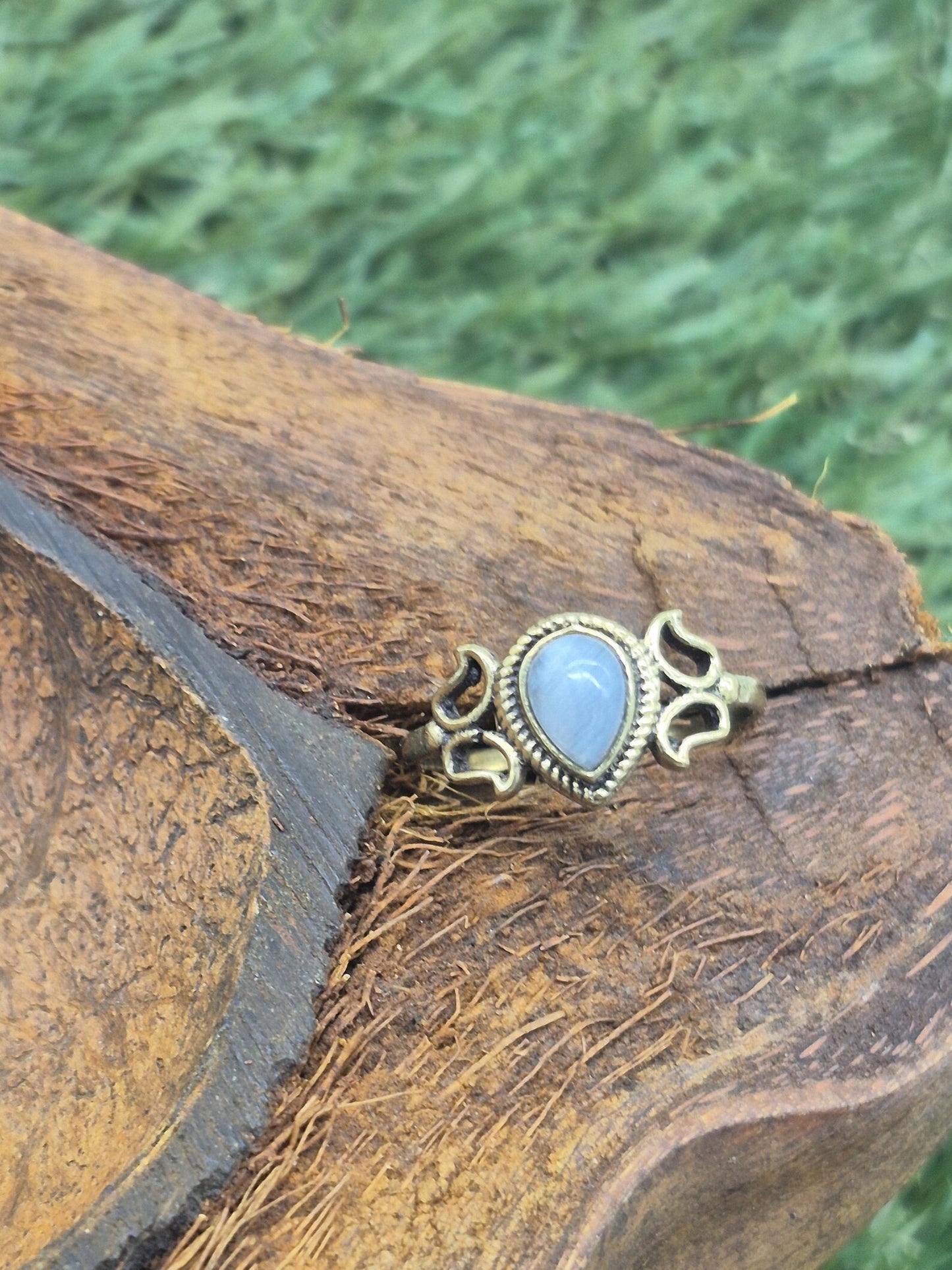 Moonstone Brass Adjustable Ring for Women