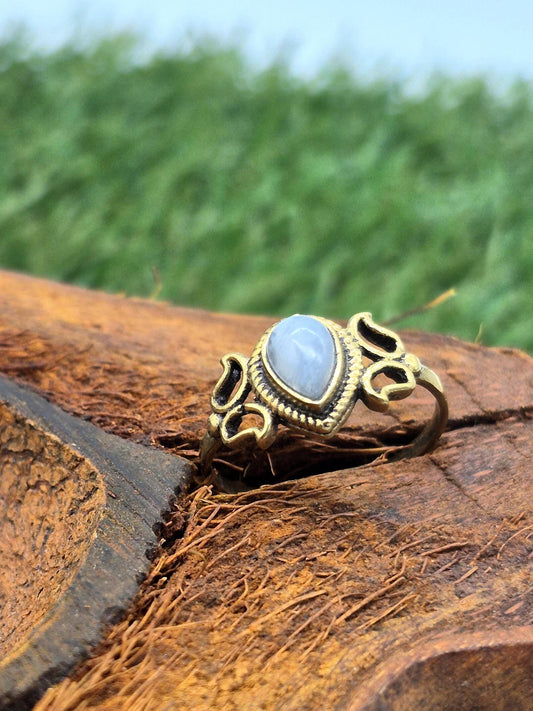 Moonstone Brass Adjustable Ring for Women