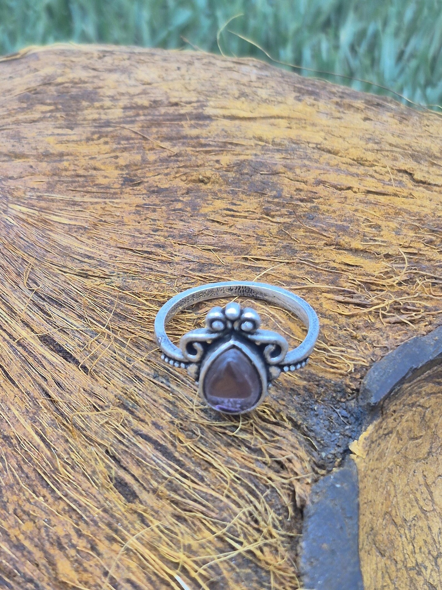 Amethyst Silver Plated Adjustable Ring, Crystal Ring for Women