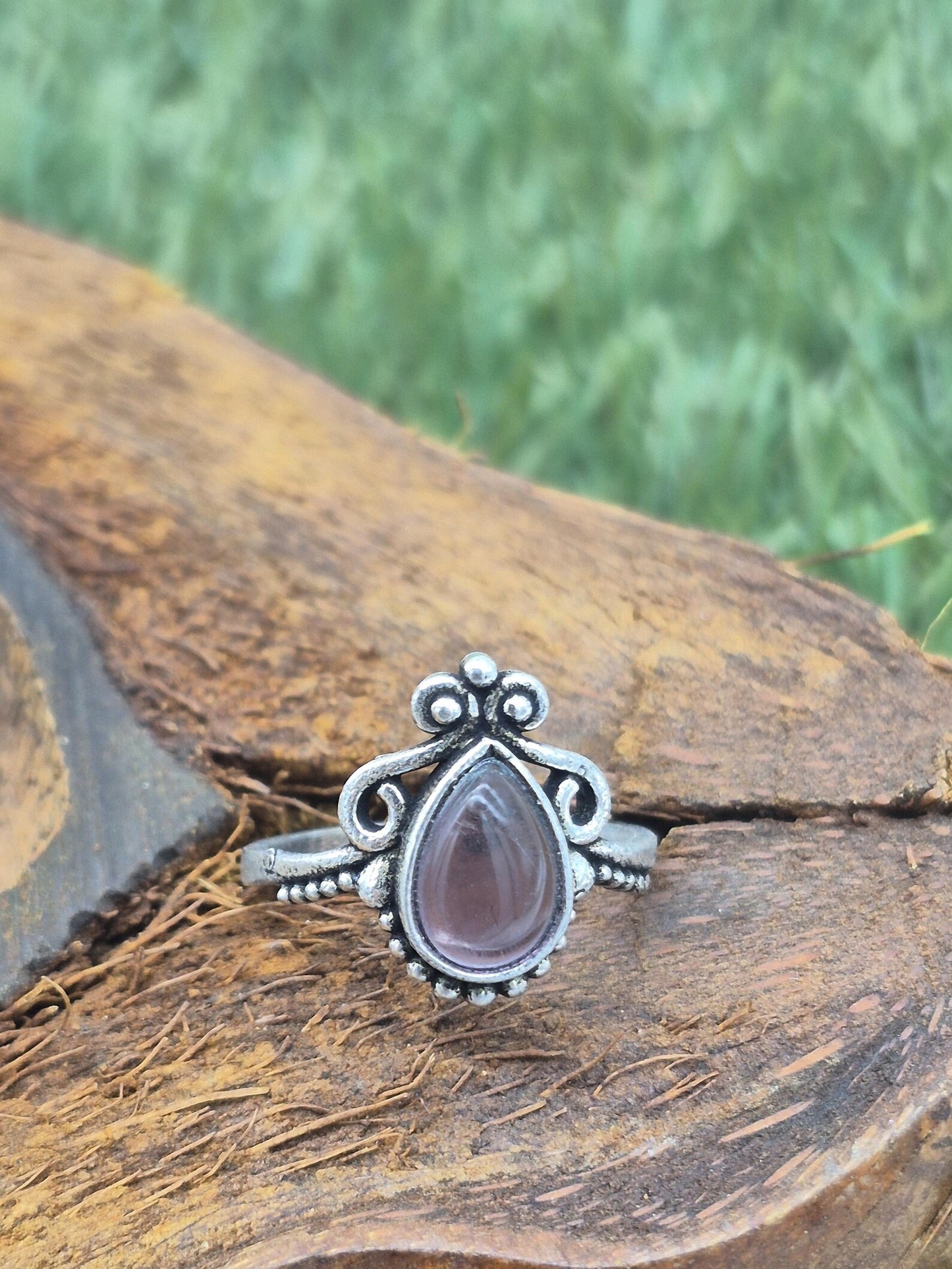 Amethyst Silver Plated Adjustable Ring, Crystal Ring for Women