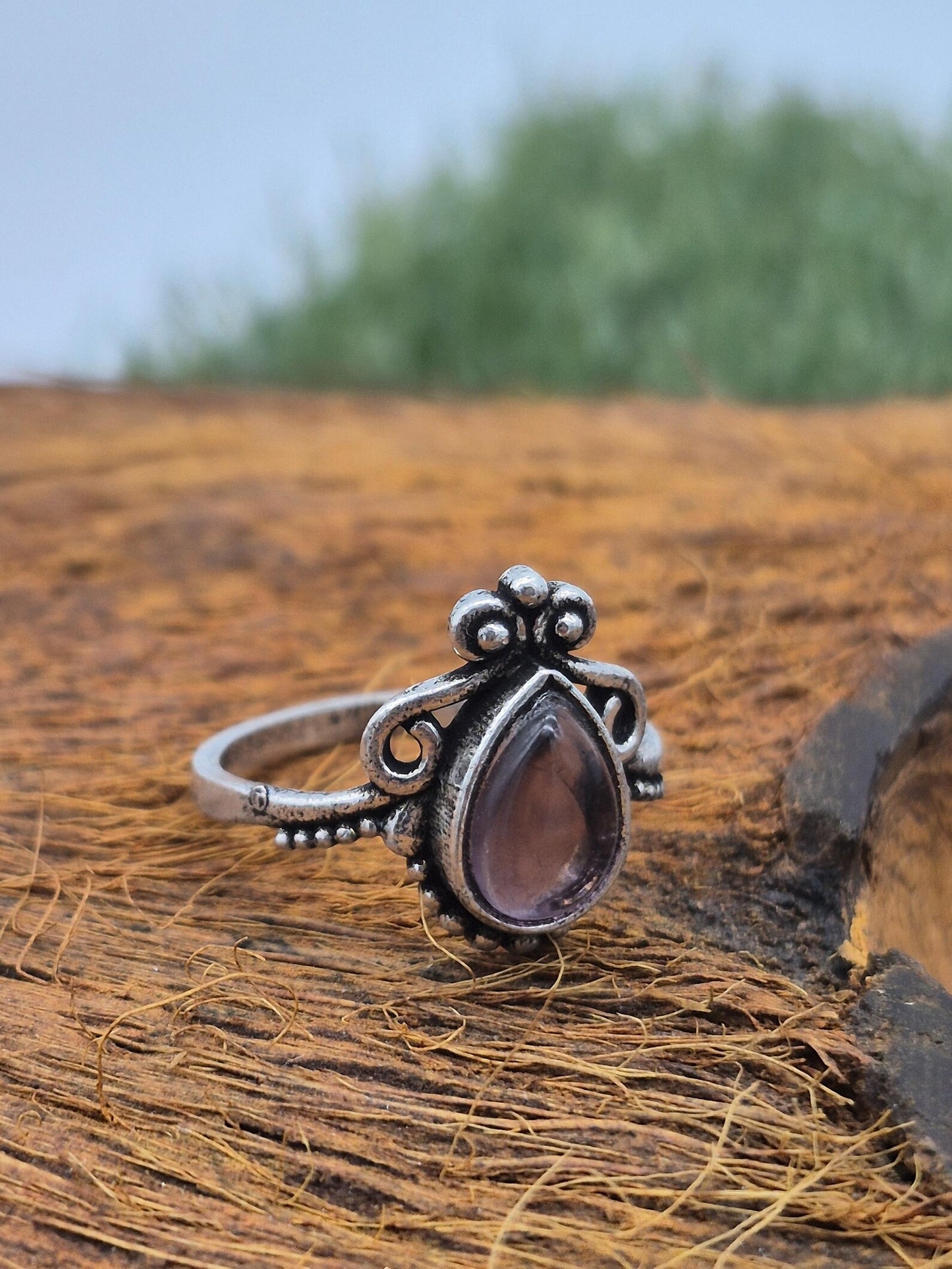 Amethyst Silver Plated Adjustable Ring, Crystal Ring for Women