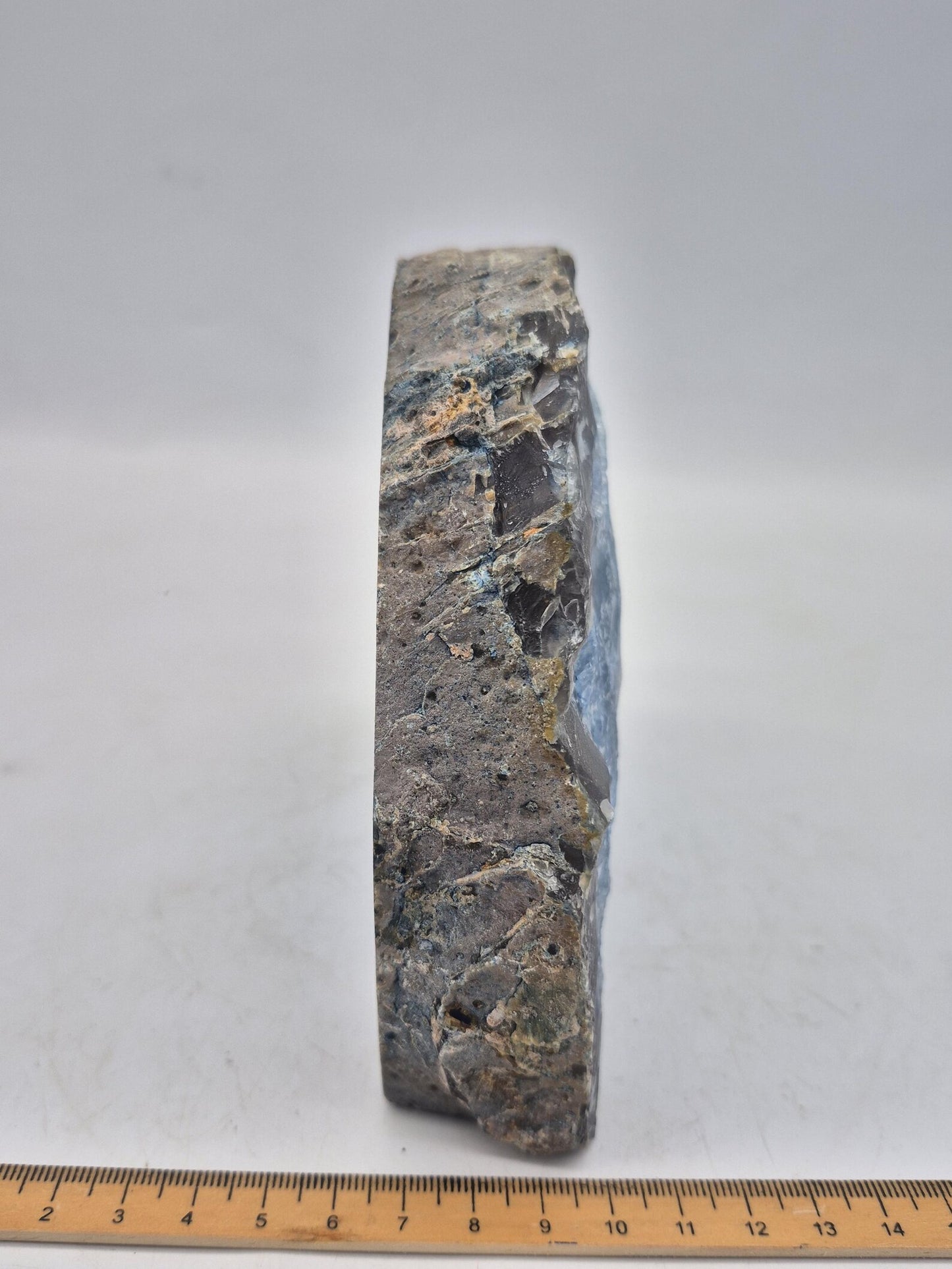 Blue Agate Geode Slice Self-Standing Crystal Display