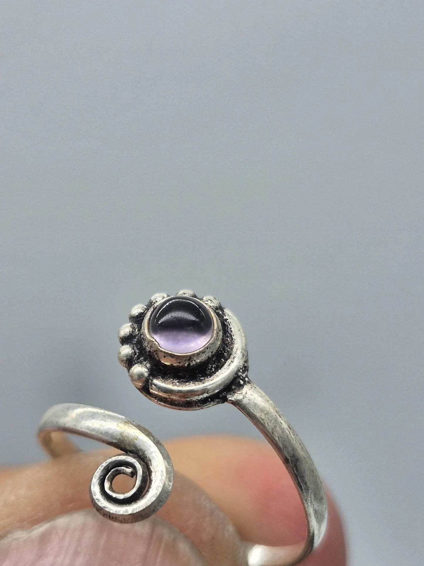 Amethyst Silver Plated Adjustable Ring for Women