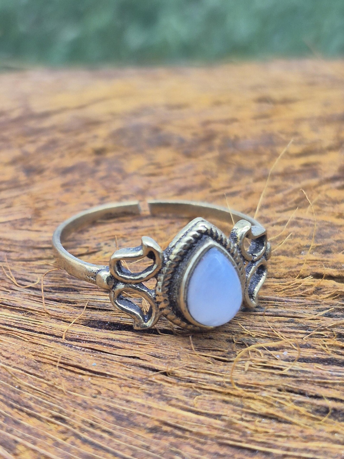 Moonstone Brass Adjustable Ring for Women