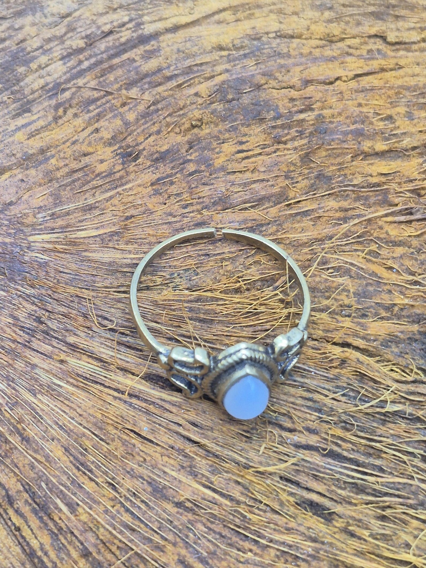 Moonstone Brass Adjustable Ring for Women