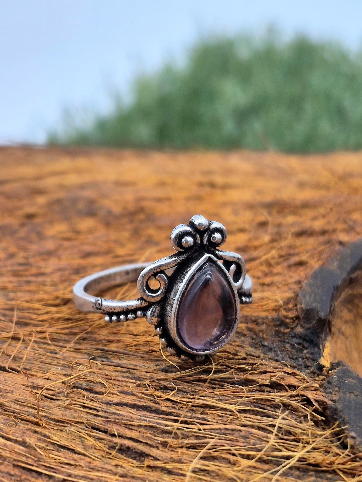 Amethyst Silver Plated Adjustable Ring, Crystal Ring for Women