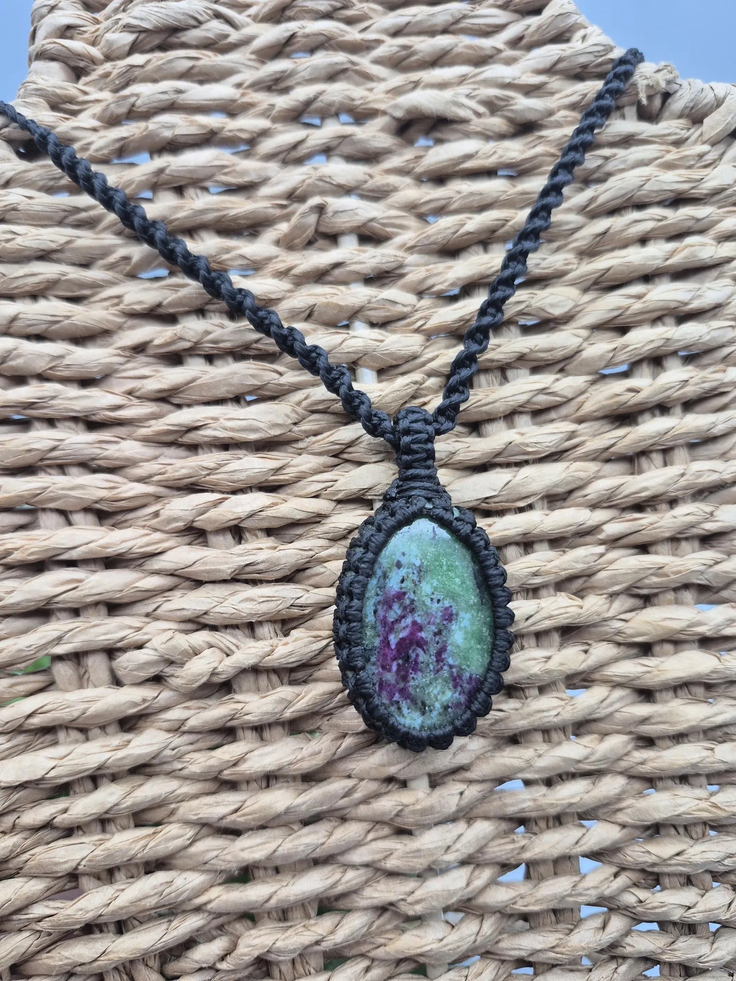 Ruby Zoisite Crystal Macrame Necklace