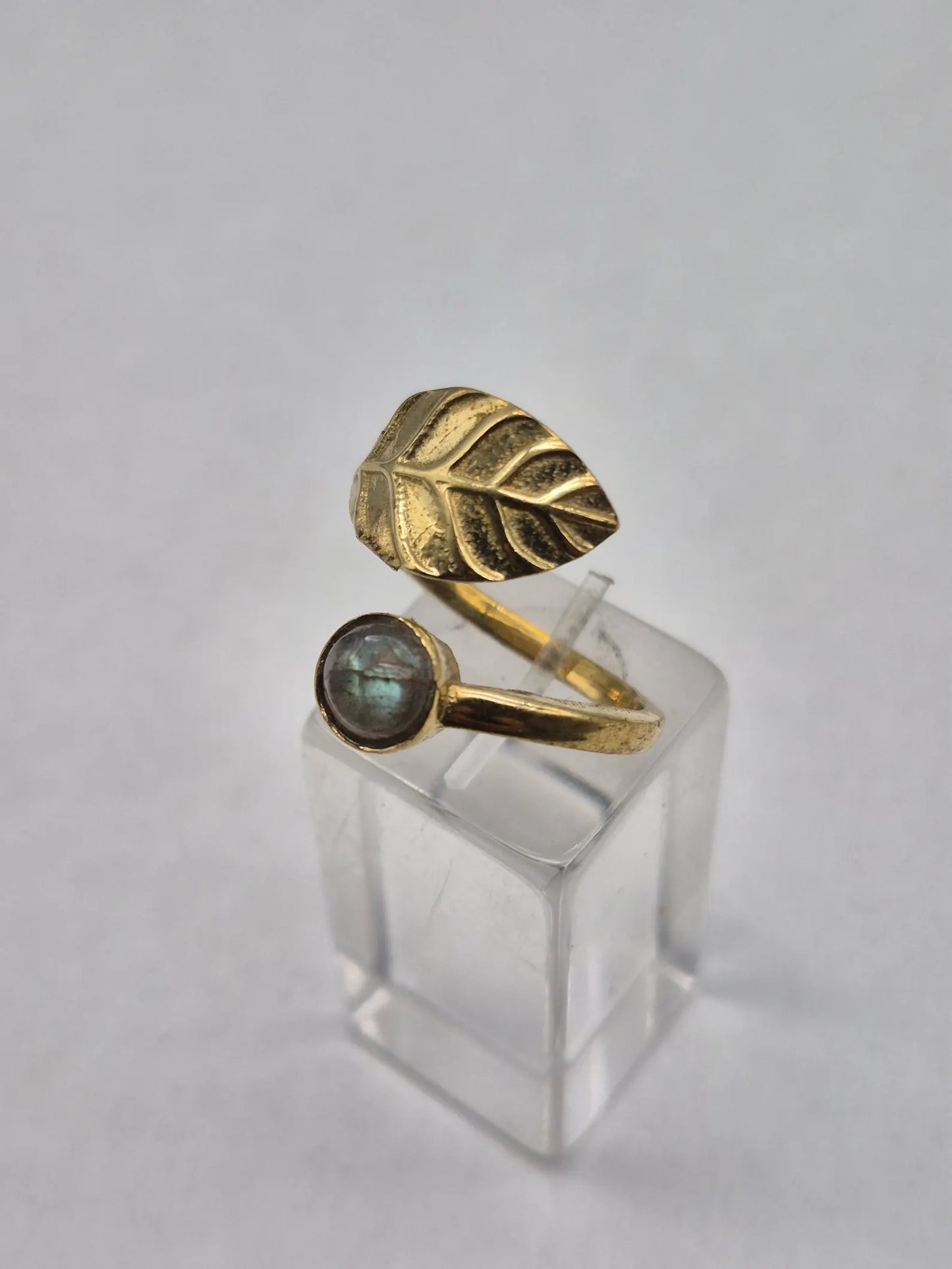 Labradorite Brass Adjustable Ring for Women