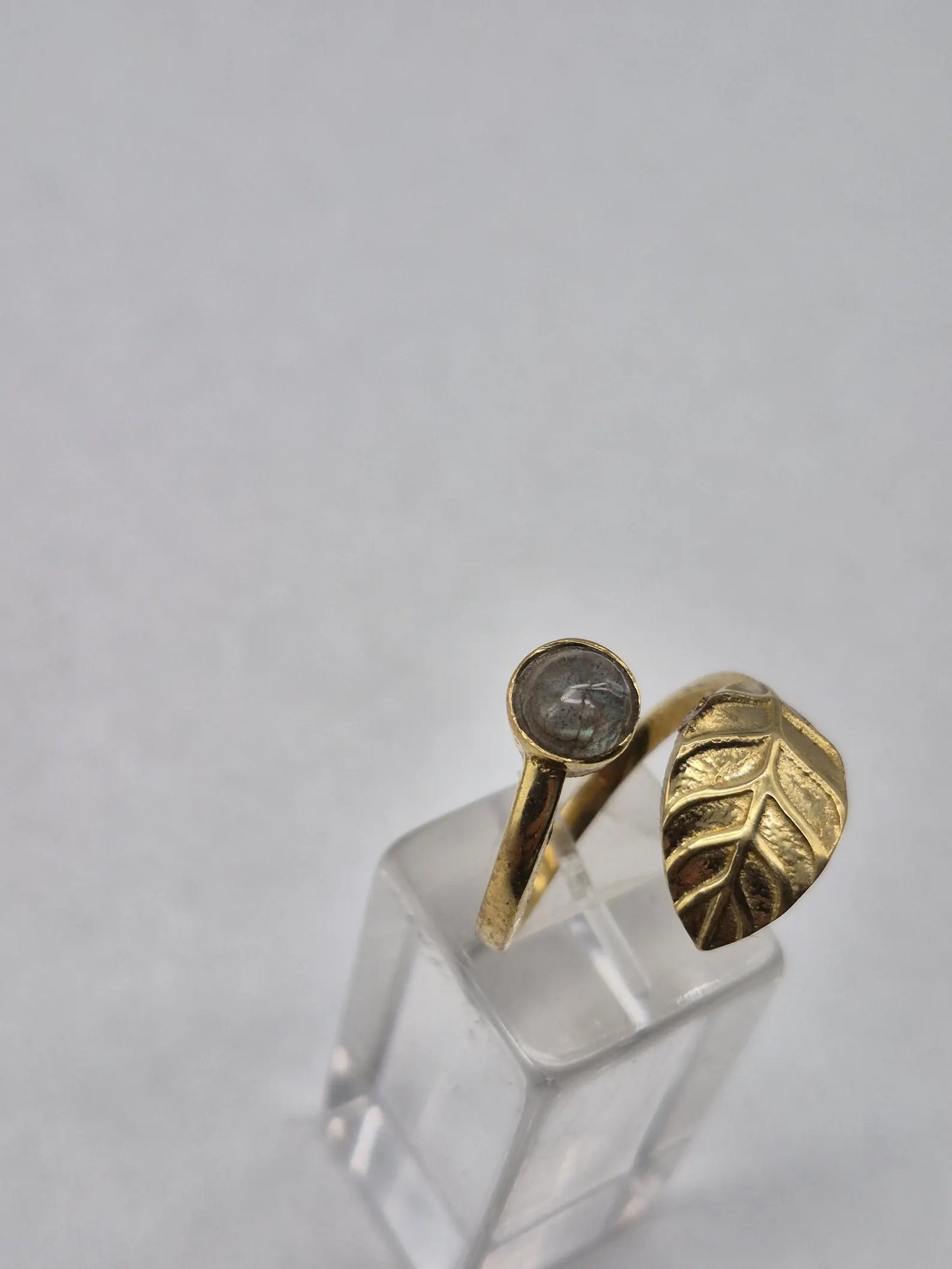 Labradorite Brass Adjustable Ring for Women