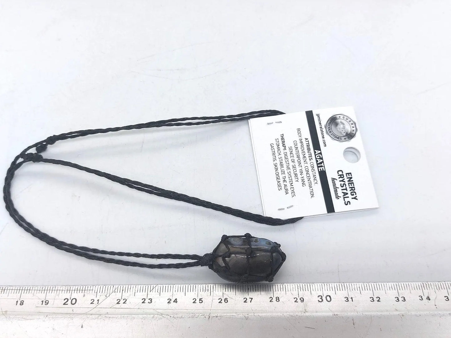 Natural Polished Agate Macrame Wrapped Necklace - Protection Gift
