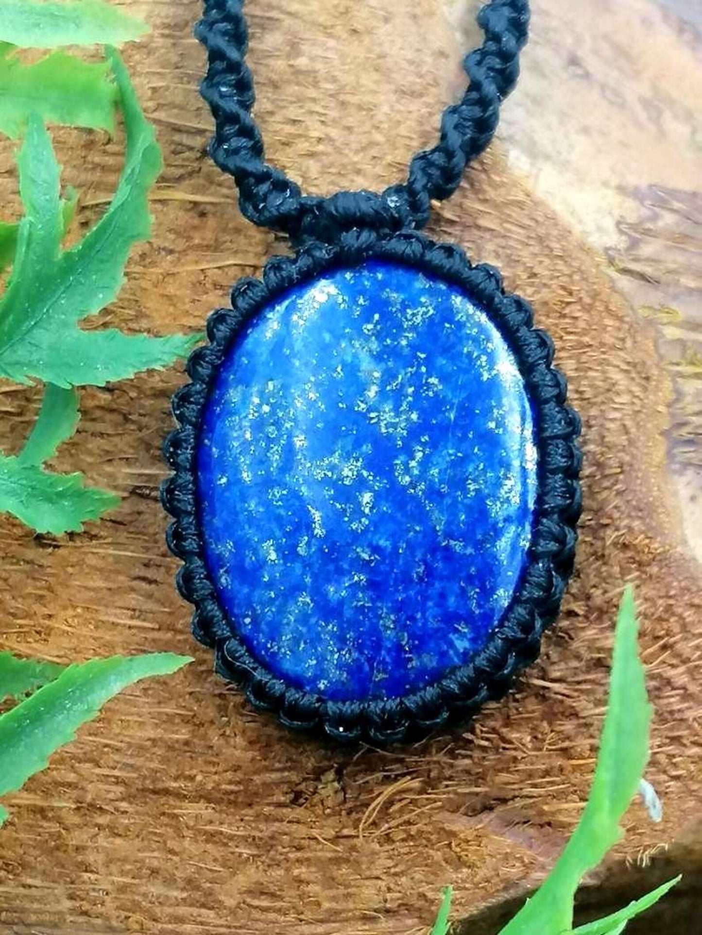 Handmade Macrame Lapis Lazuli Necklace: Healing Stone
